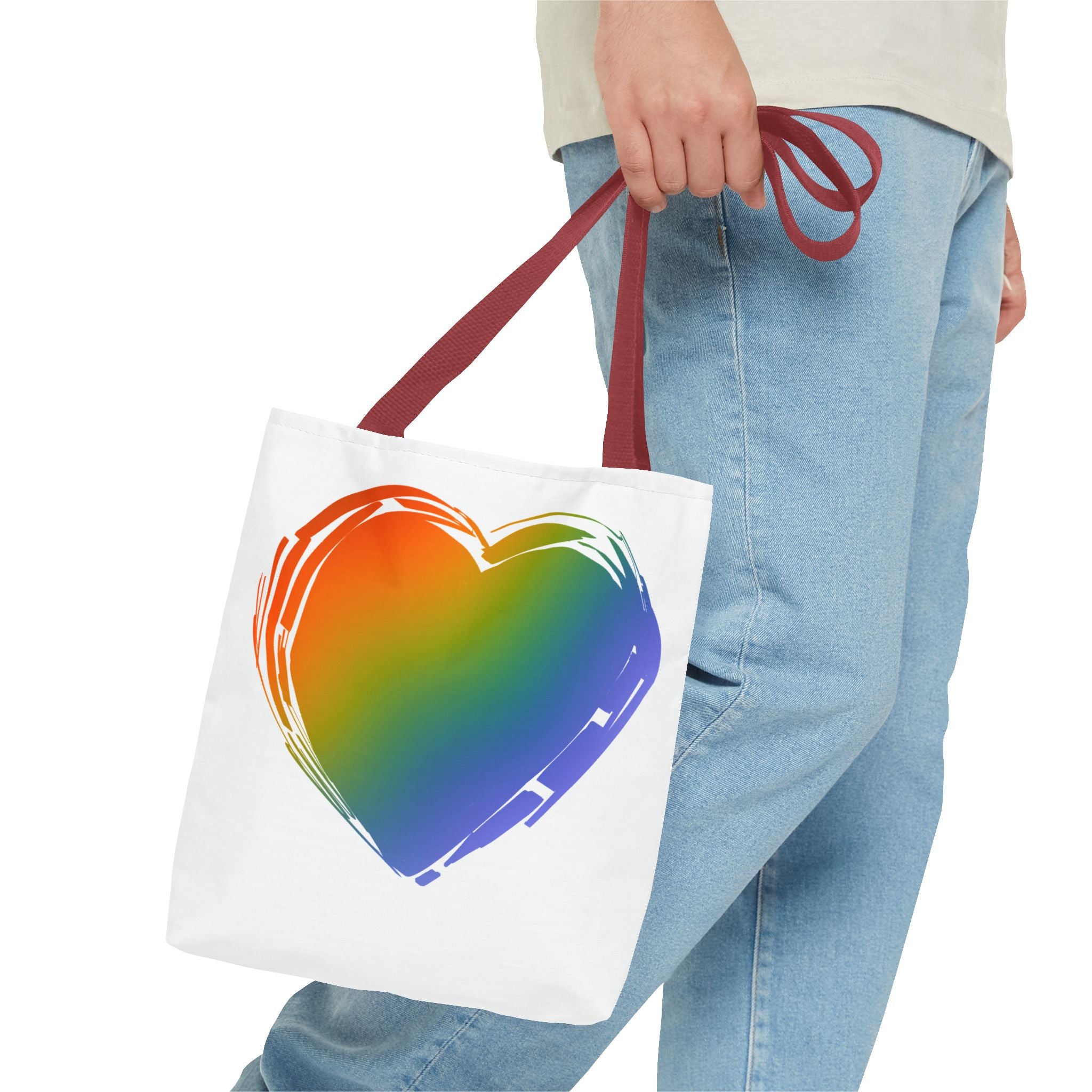 Rainbow Heart Tote Bag | Colorful Love Canvas Bag for Everyday Use