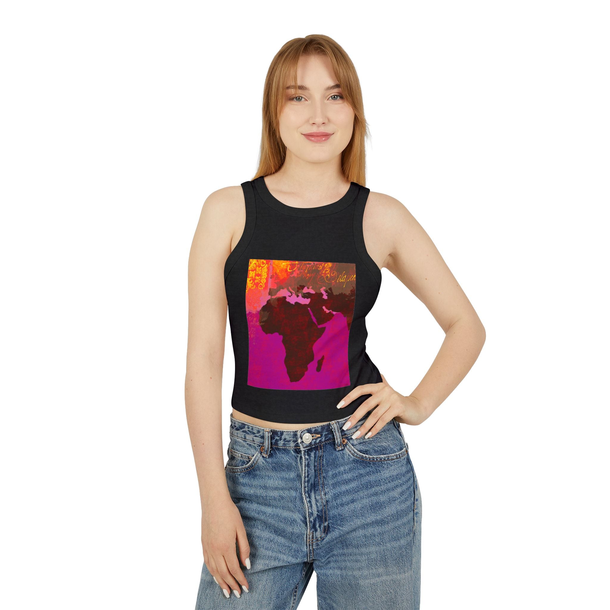 Vibrant Africa Graphic Racer Tank Top for Women - Summer Style