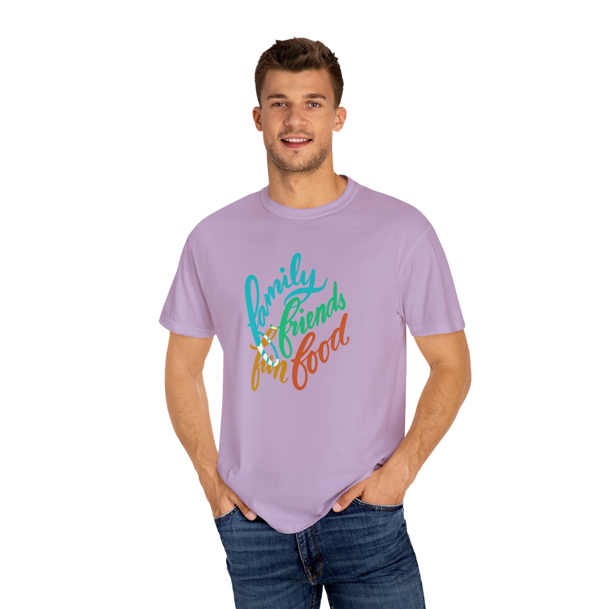 Garment-Dyed T-shirt Hand Lettered by Cecile - Celebrate Holidays with Loved Ones
