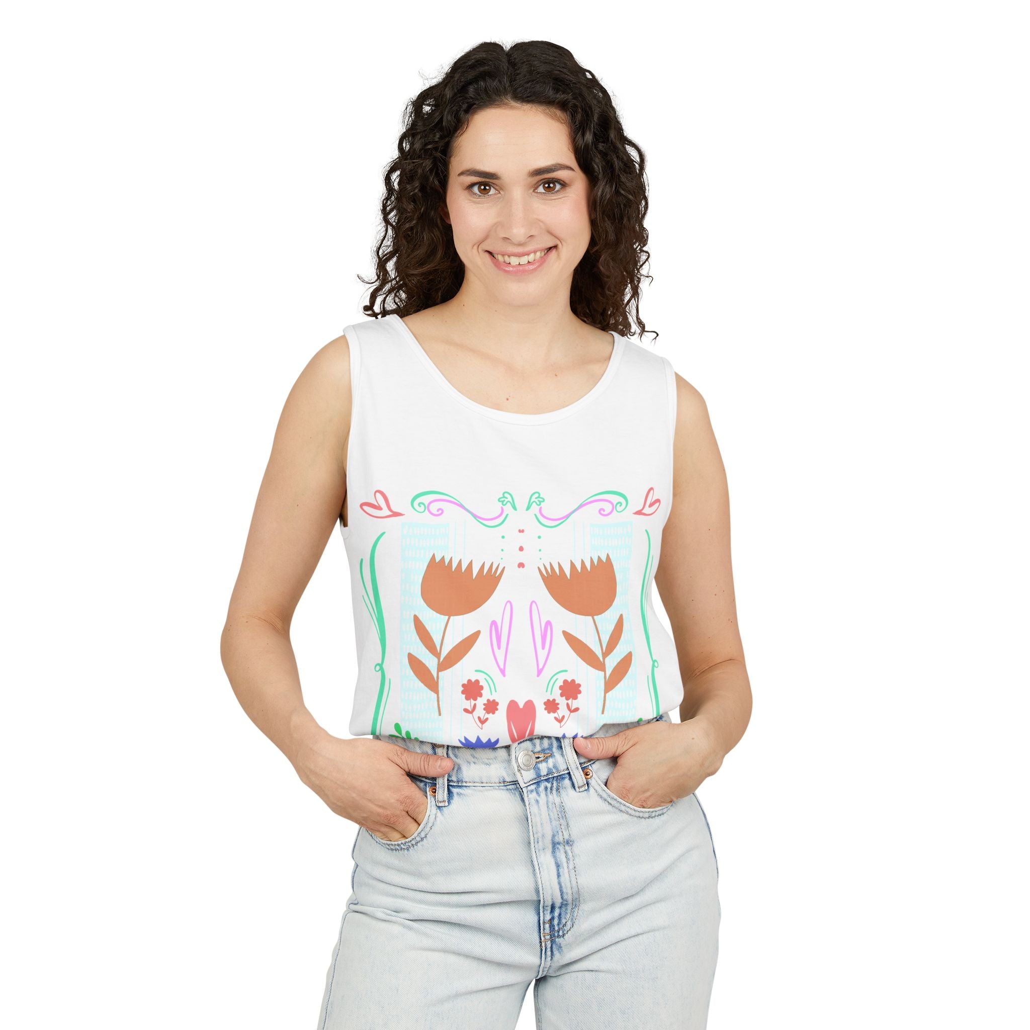 Boho Floral Unisex Tank Top - Perfect for Summer Outings & Festivals
