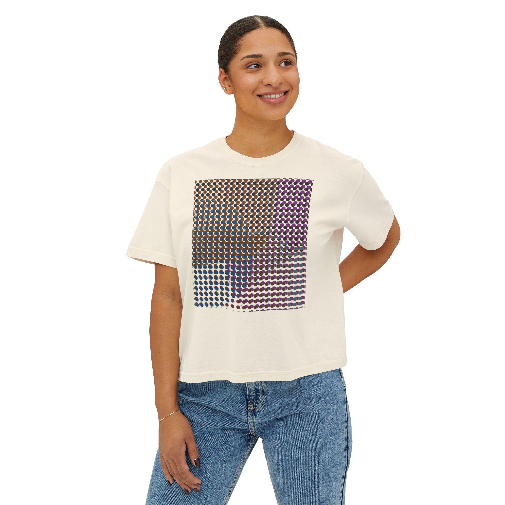 Chic Women's Boxy Tee - Modern Abstract Design