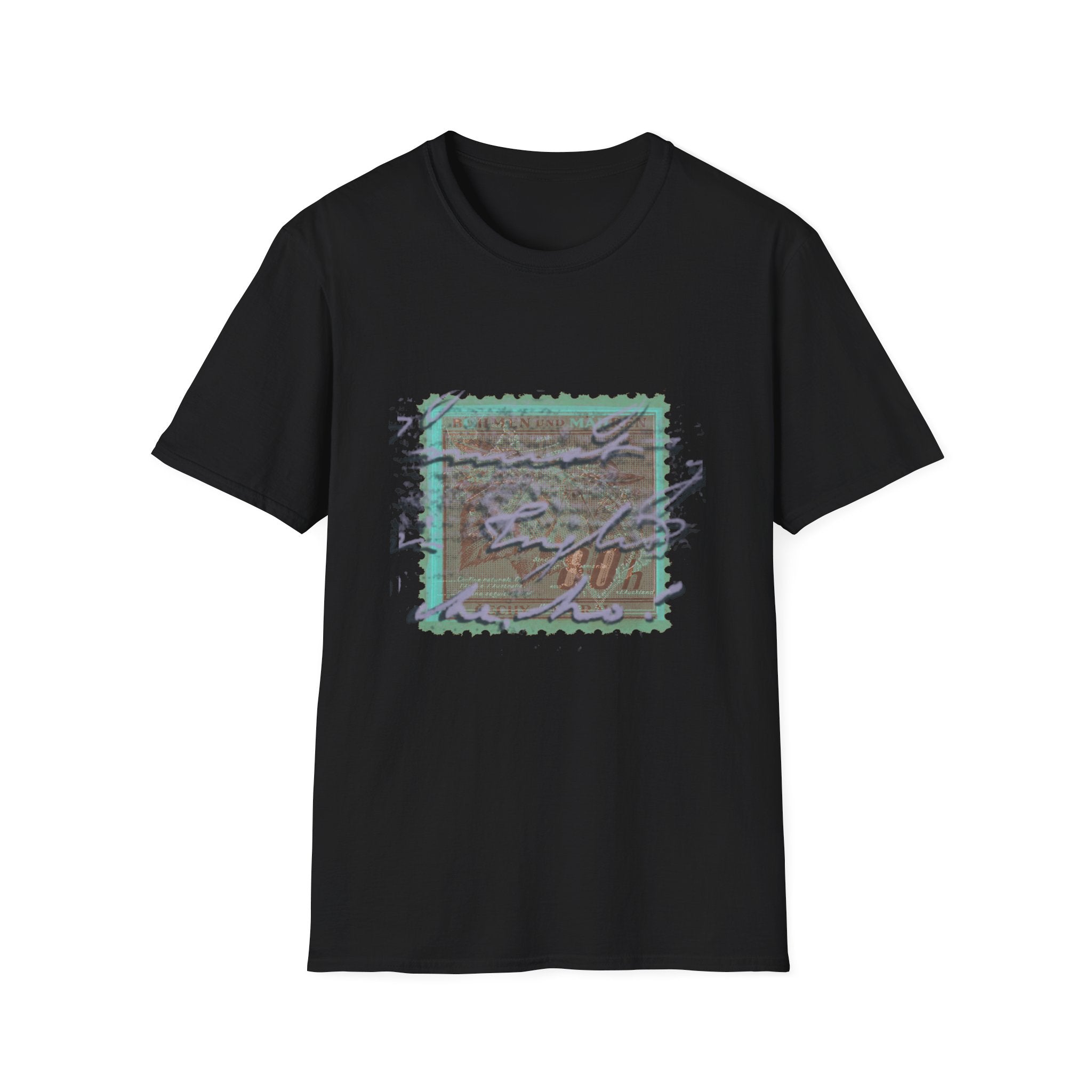 Vintage Postage Stamp Graphic Tee – Handwritten Script Design