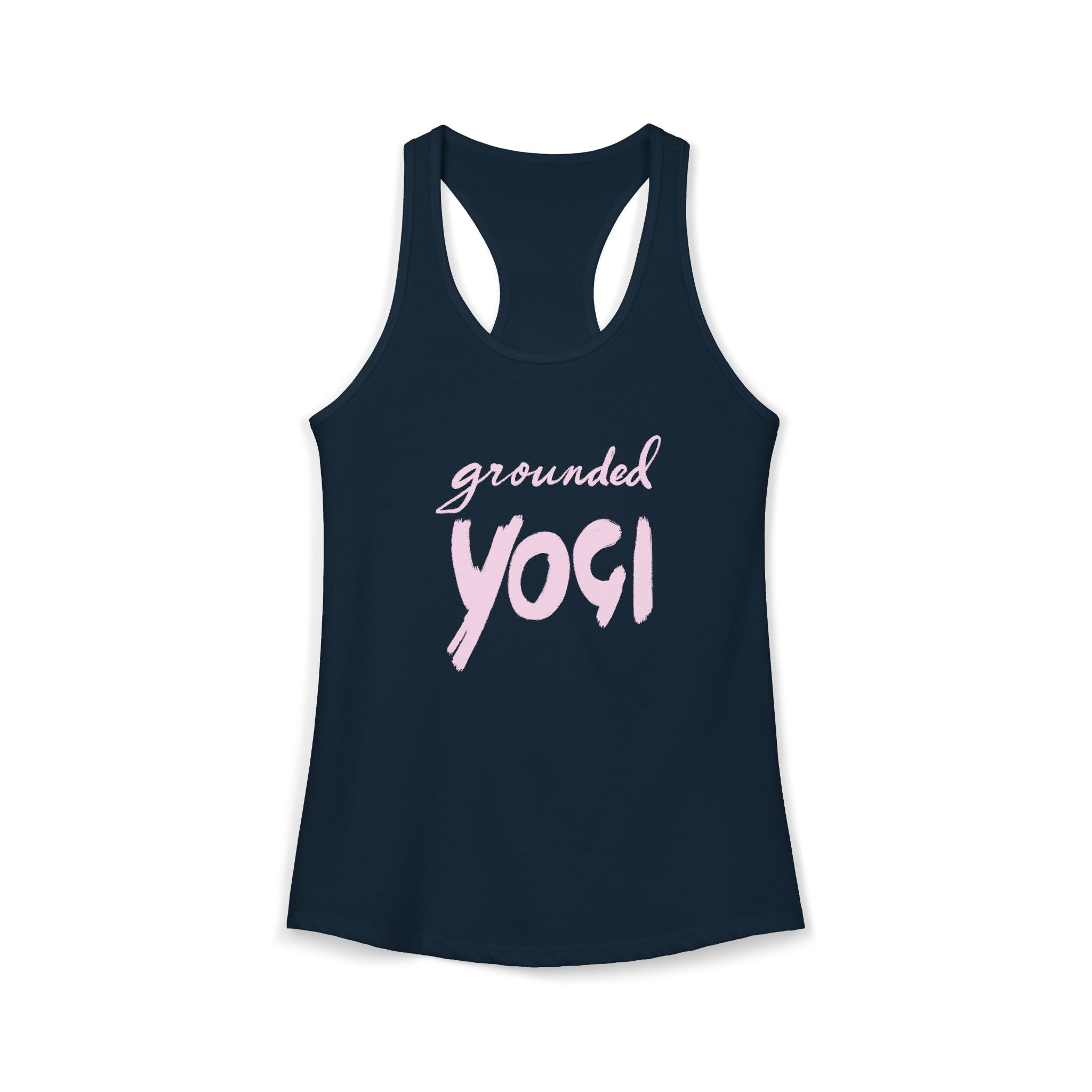 Grounded Yogi Racerback Tank — Handwritten Script Yoga Tribute