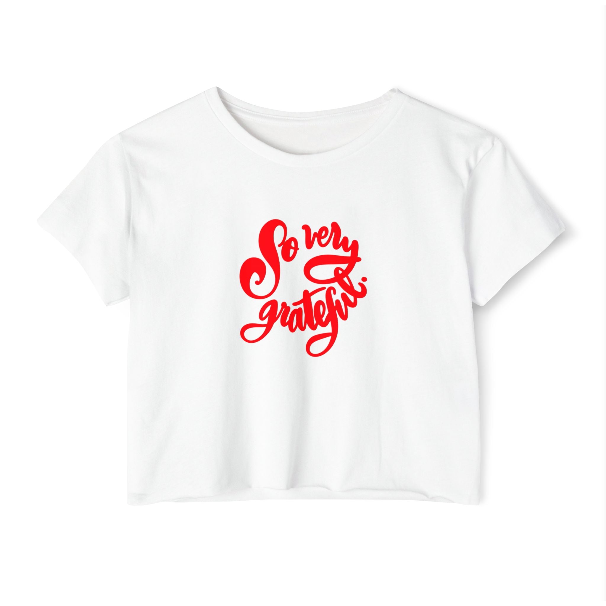 So Very Grateful Women's Festival Crop Top | Cozy Summer Shirt, Boho Crop Tee, Gratitude Apparel, Trendy Festival Wear, Gift for Her