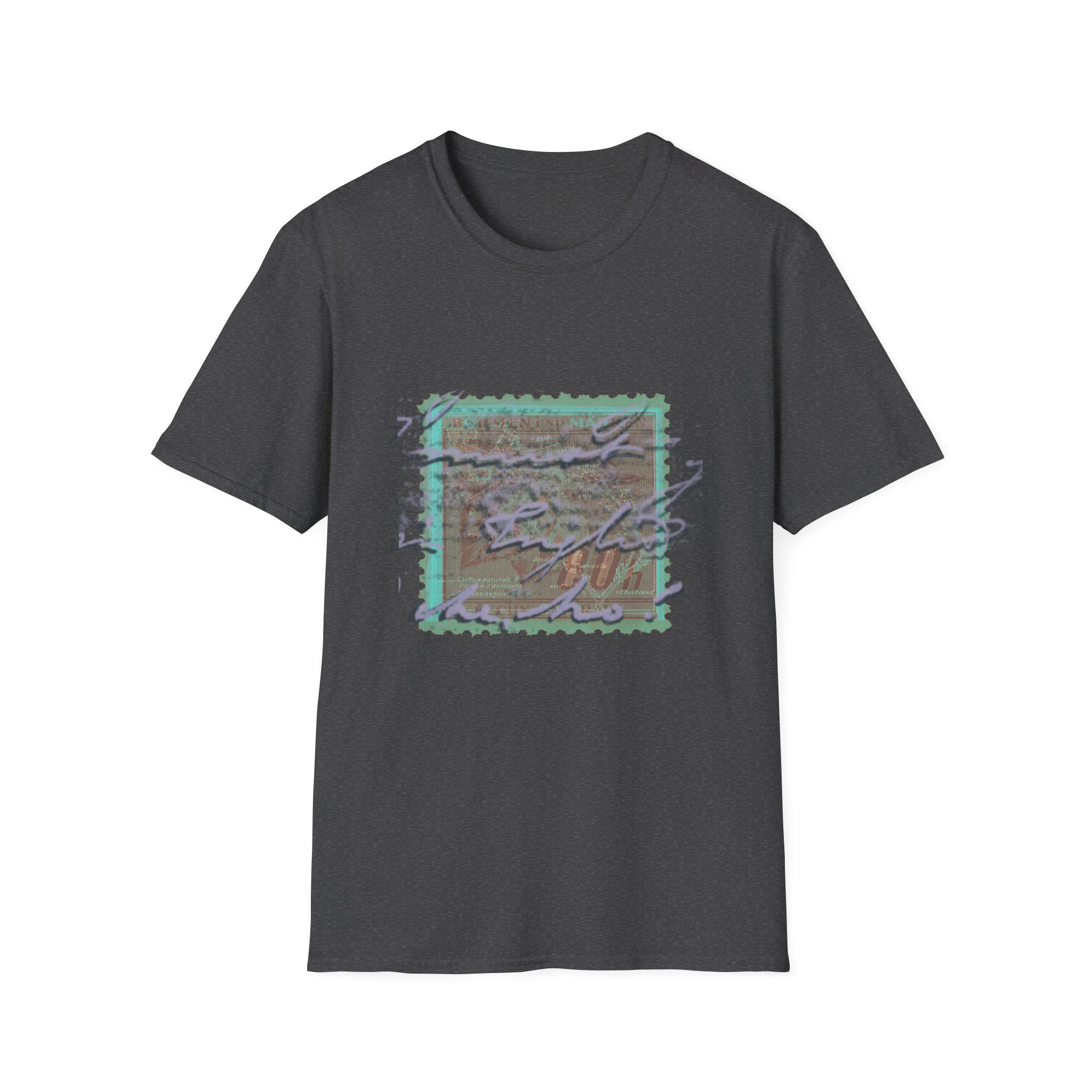 Vintage Postage Stamp Graphic Tee – Handwritten Script Design