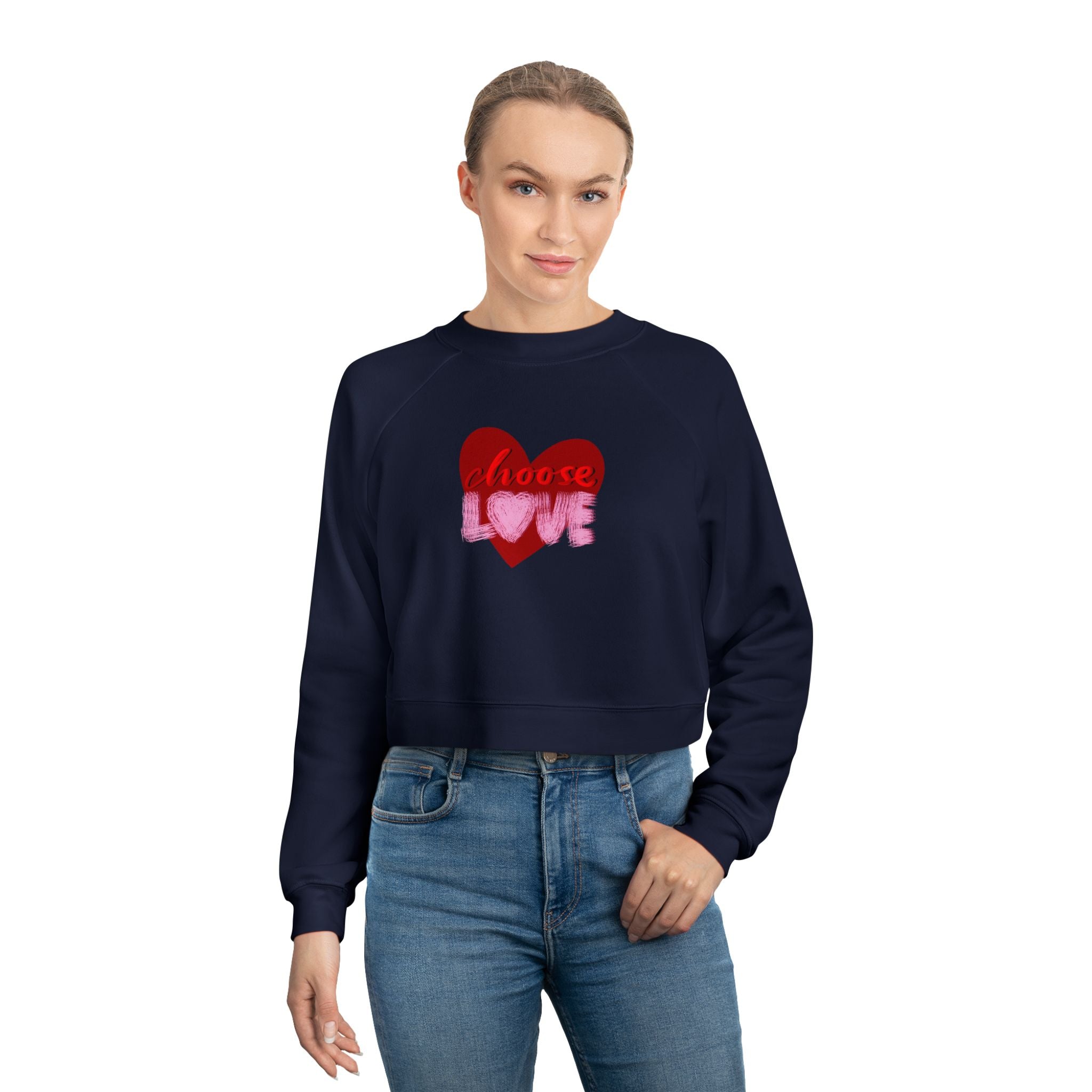 Choose Love Women's Cropped Fleece Pullover - Stylish & Comfortable
