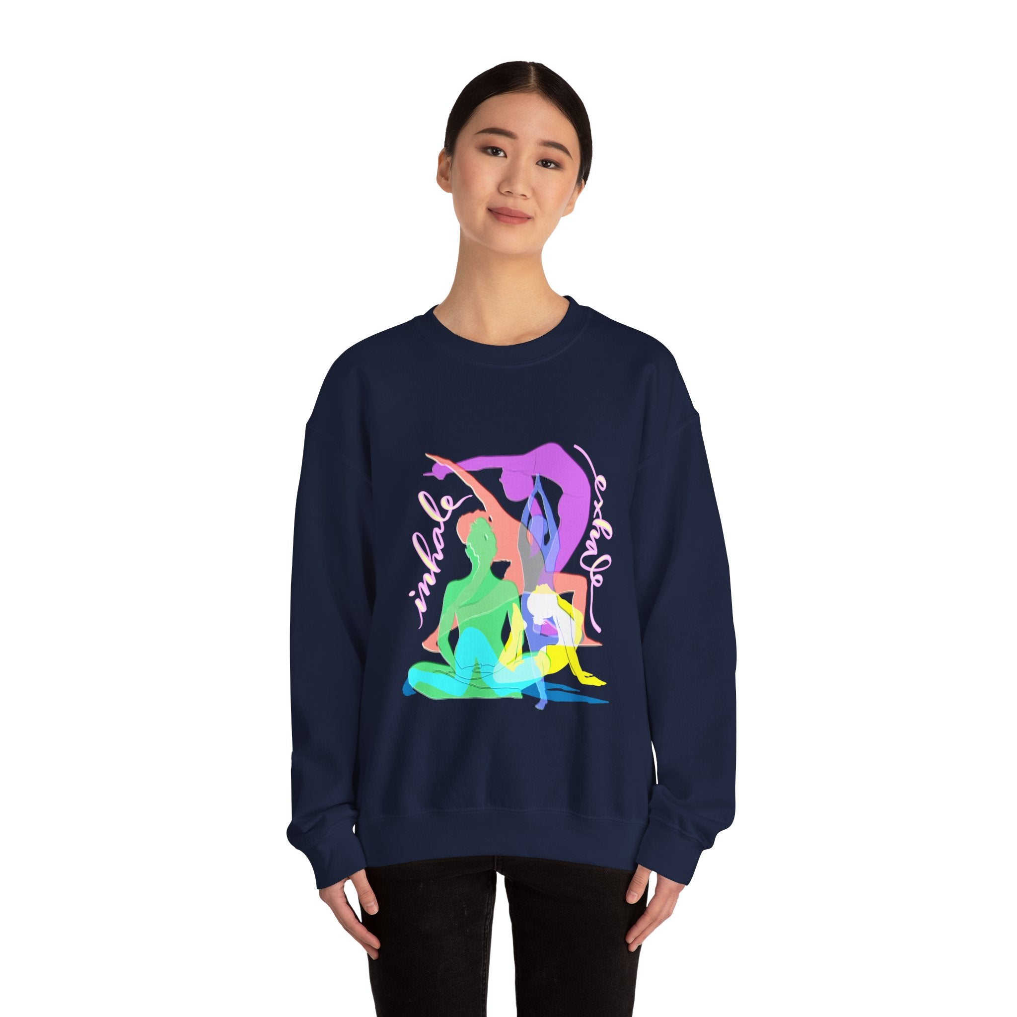 Inhale Exhale Yoga Sweatshirt - Unisex Heavy Blend™ Crewneck for Mindfulness and Relaxation