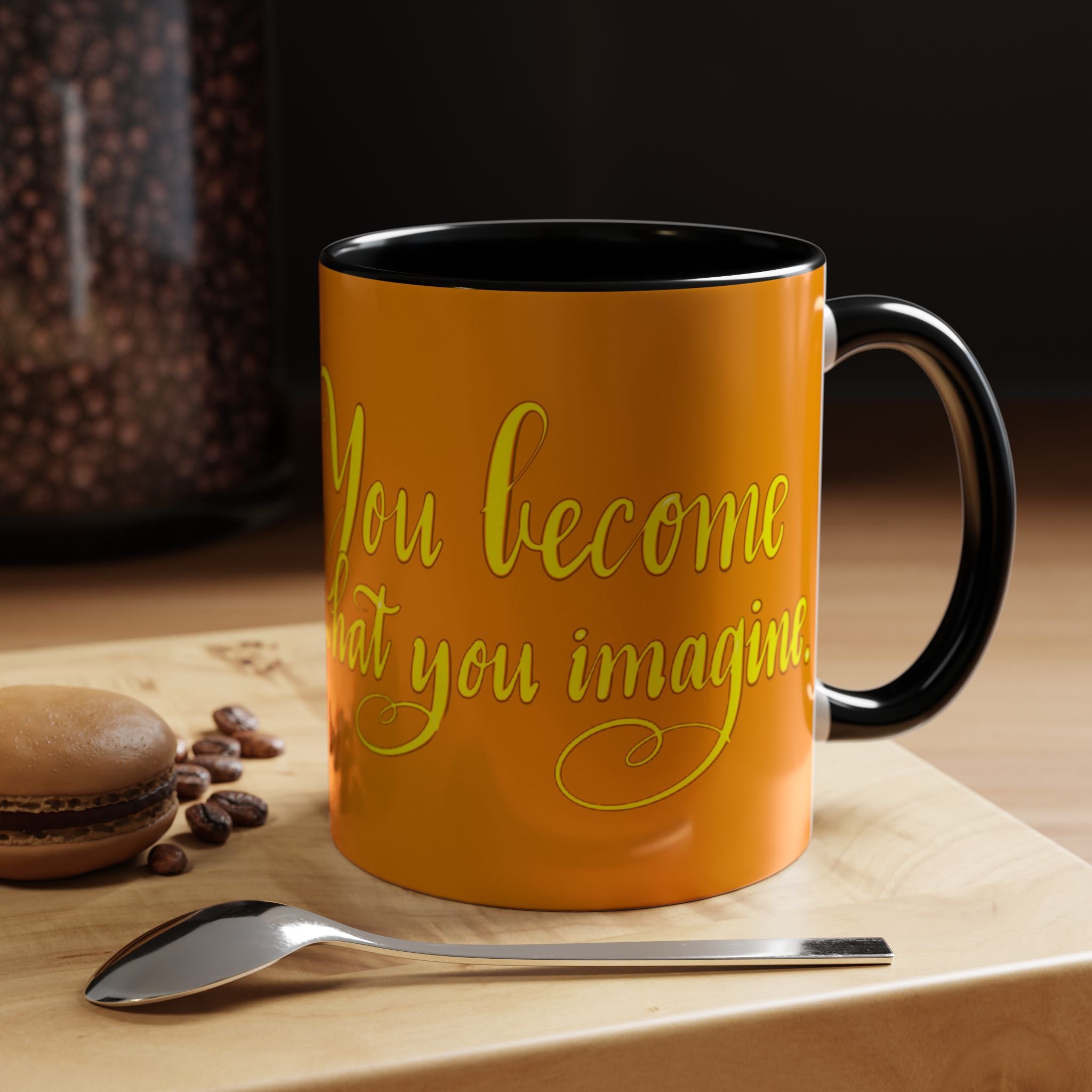 YOU BECOME WHAT YOU IMAGINE YOGA Accent Coffee Mug (11 oz)
