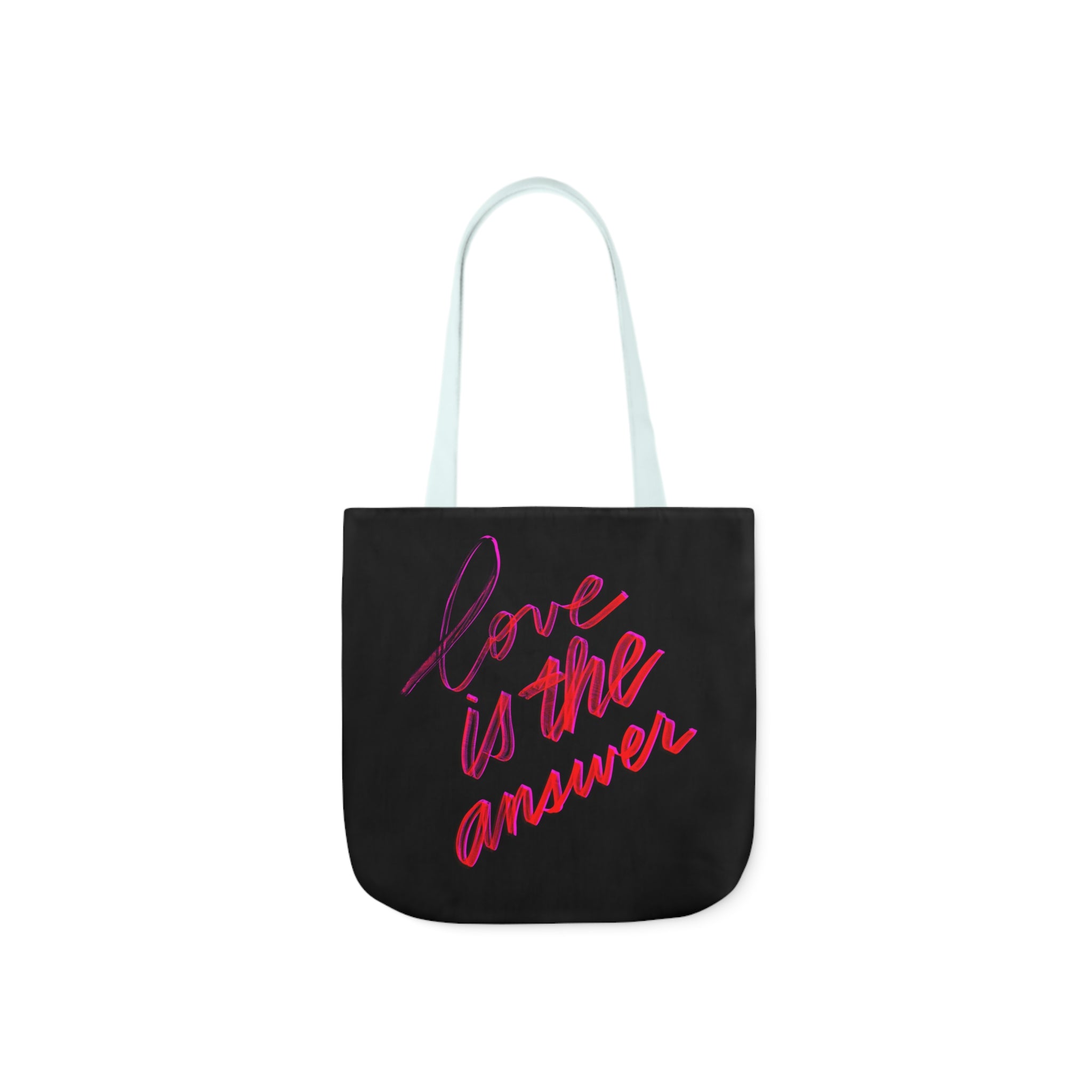 LOVE IS THE ANSWER Canvas Tote Bag, 5-Color Straps