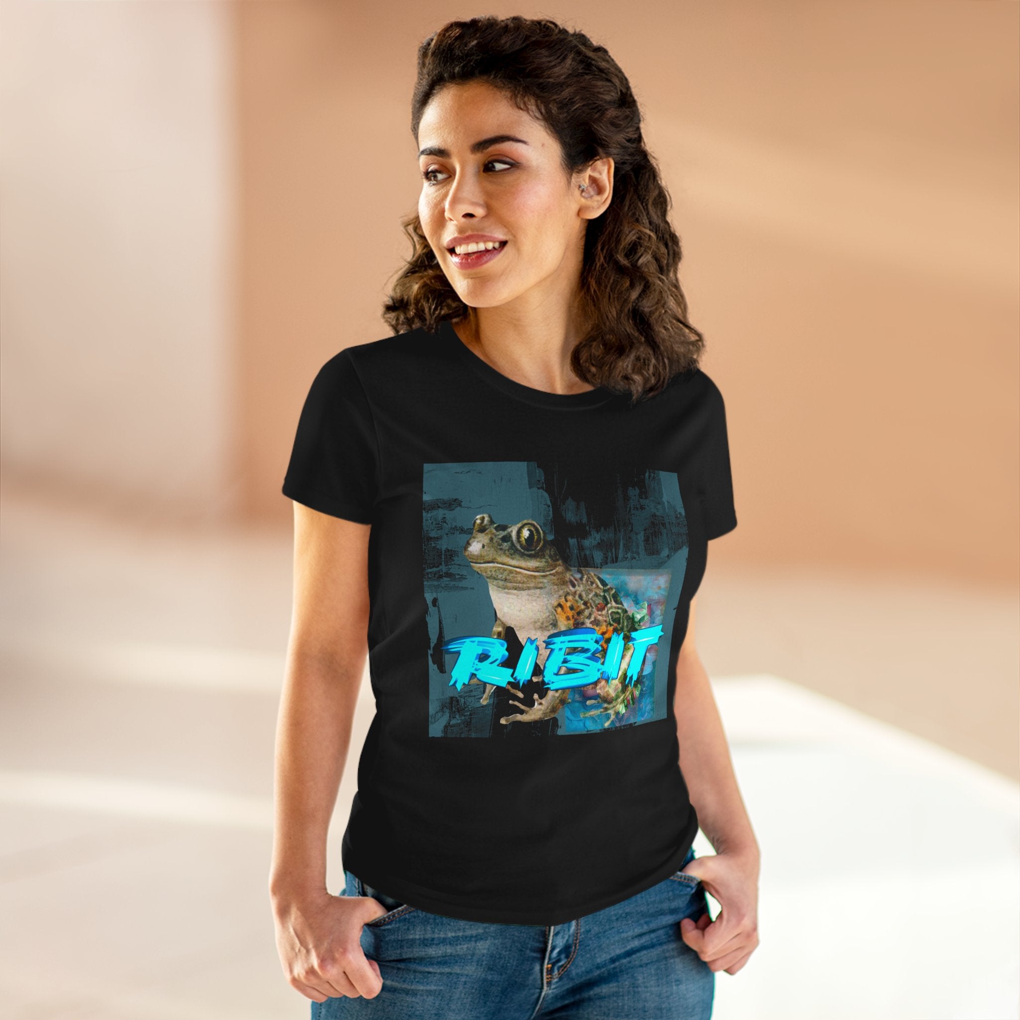 RIBIT Frog Graphic Tee – Fun Women’s Midweight Cotton Shirt