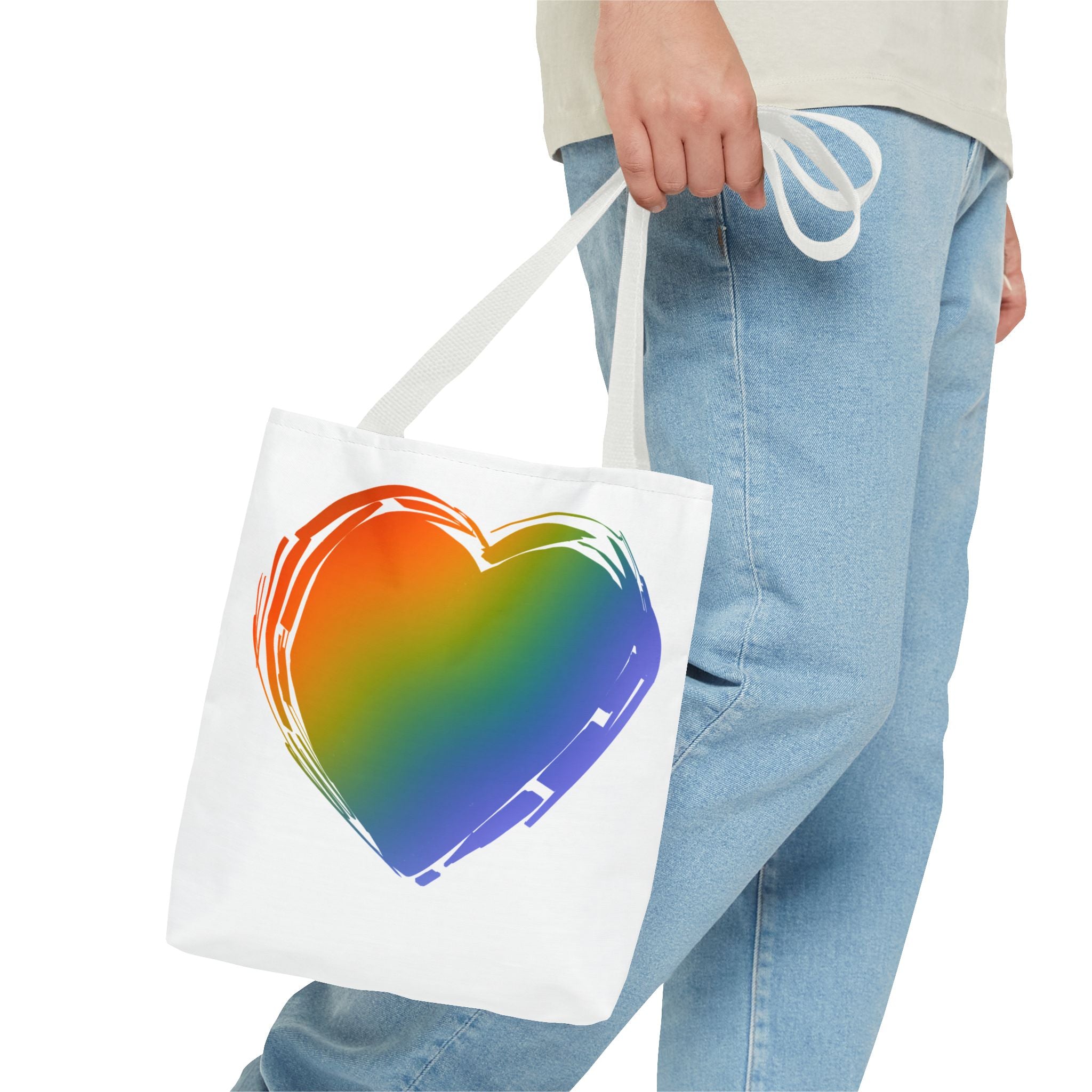 Rainbow Heart Tote Bag | Colorful Love Canvas Bag for Everyday Use