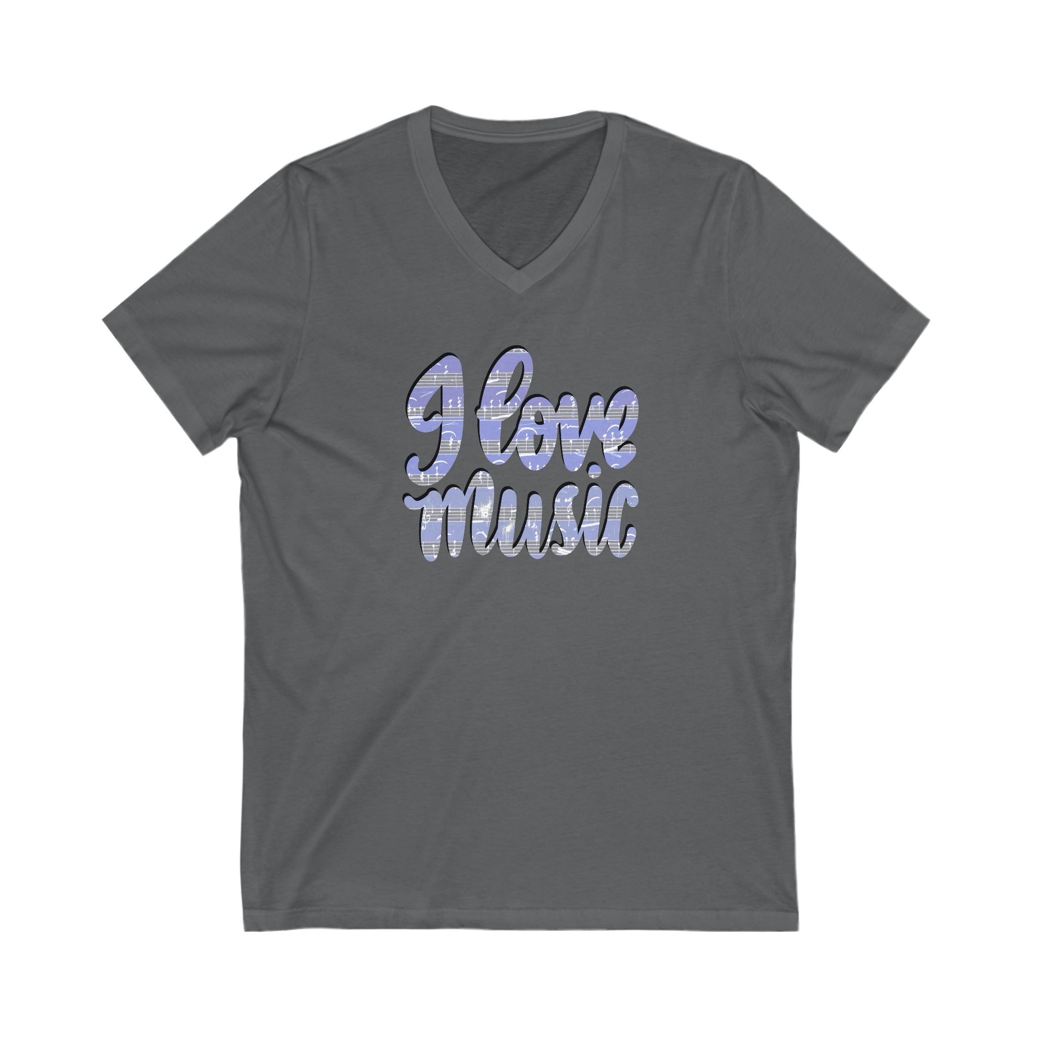 I Love Music Unisex V-Neck Tee - Comfortable & Stylish Music Lover Shirt