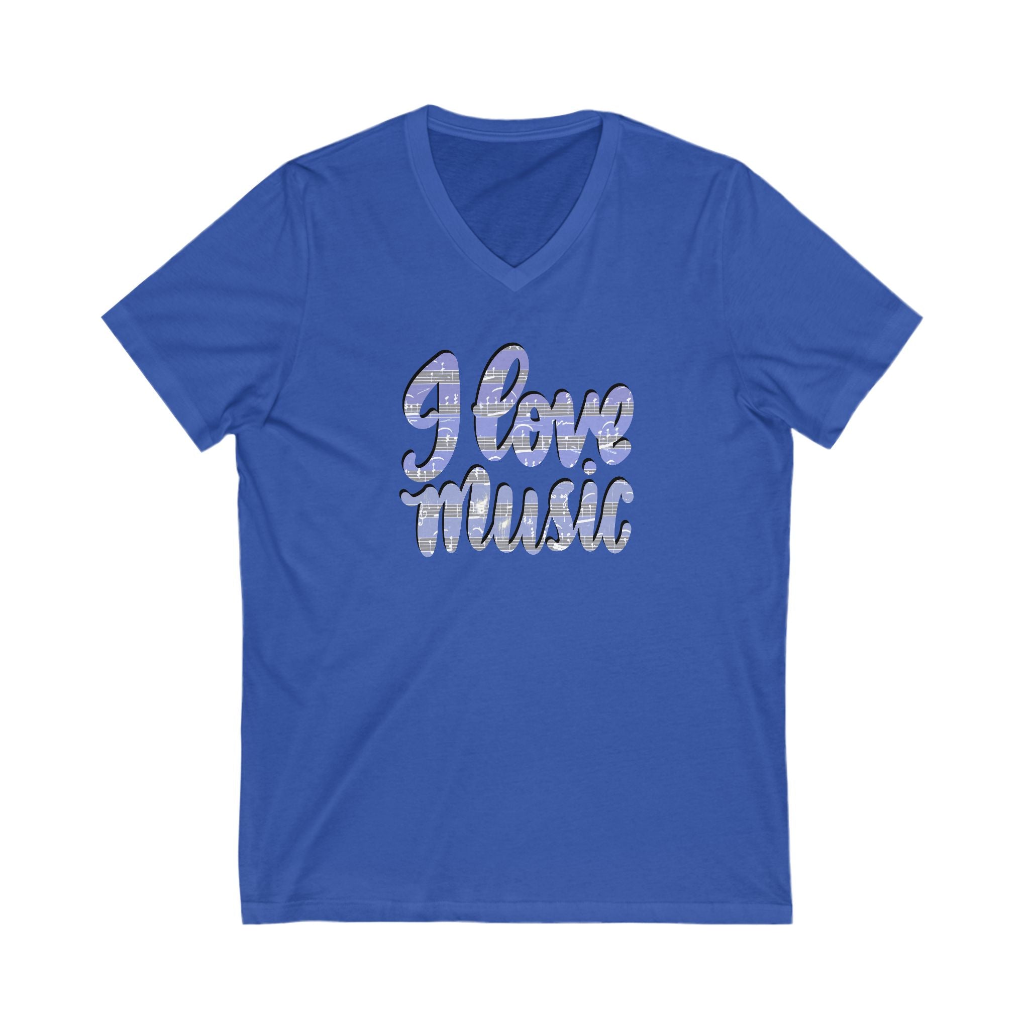 I Love Music Unisex V-Neck Tee - Comfortable & Stylish Music Lover Shirt