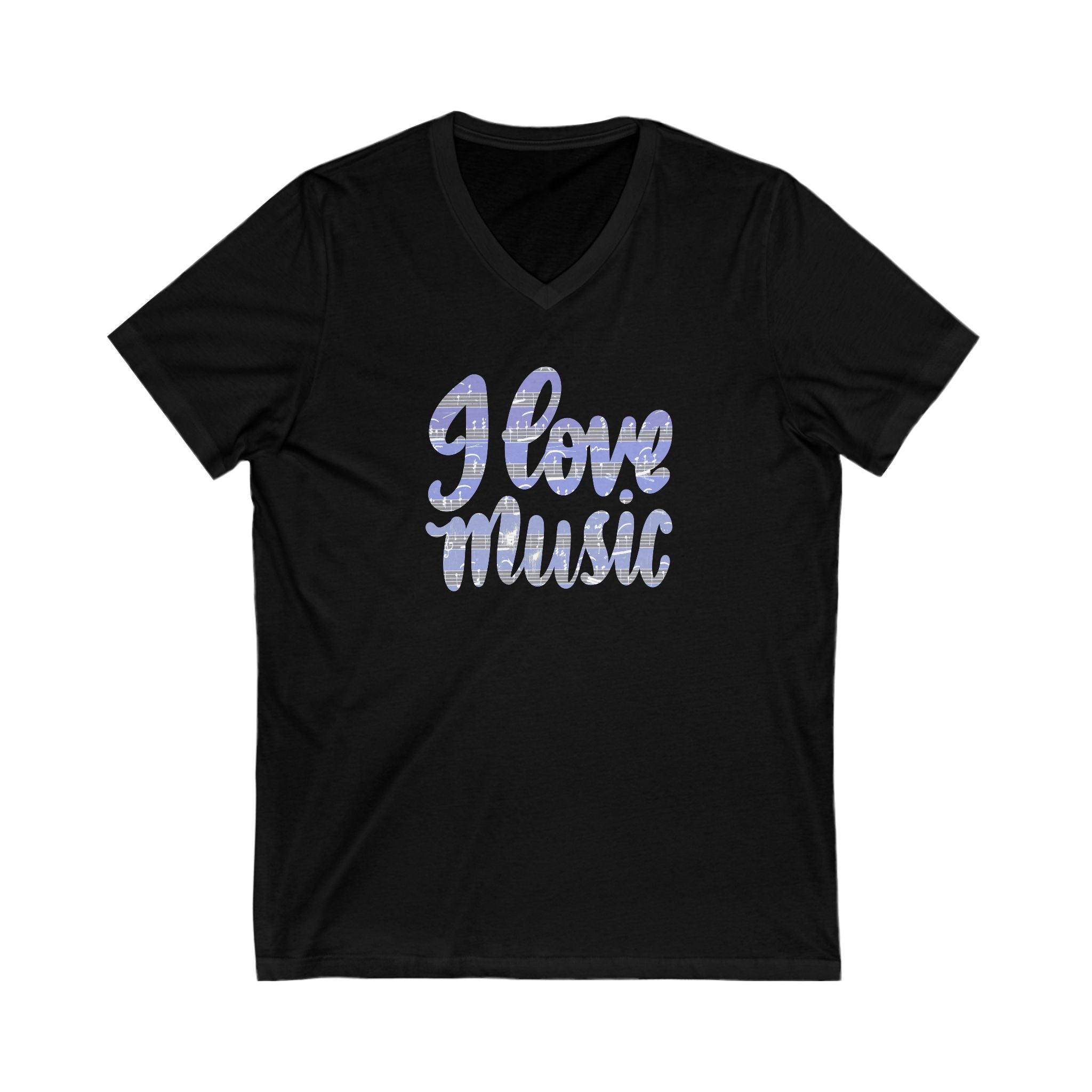 I Love Music Unisex V-Neck Tee - Comfortable & Stylish Music Lover Shirt
