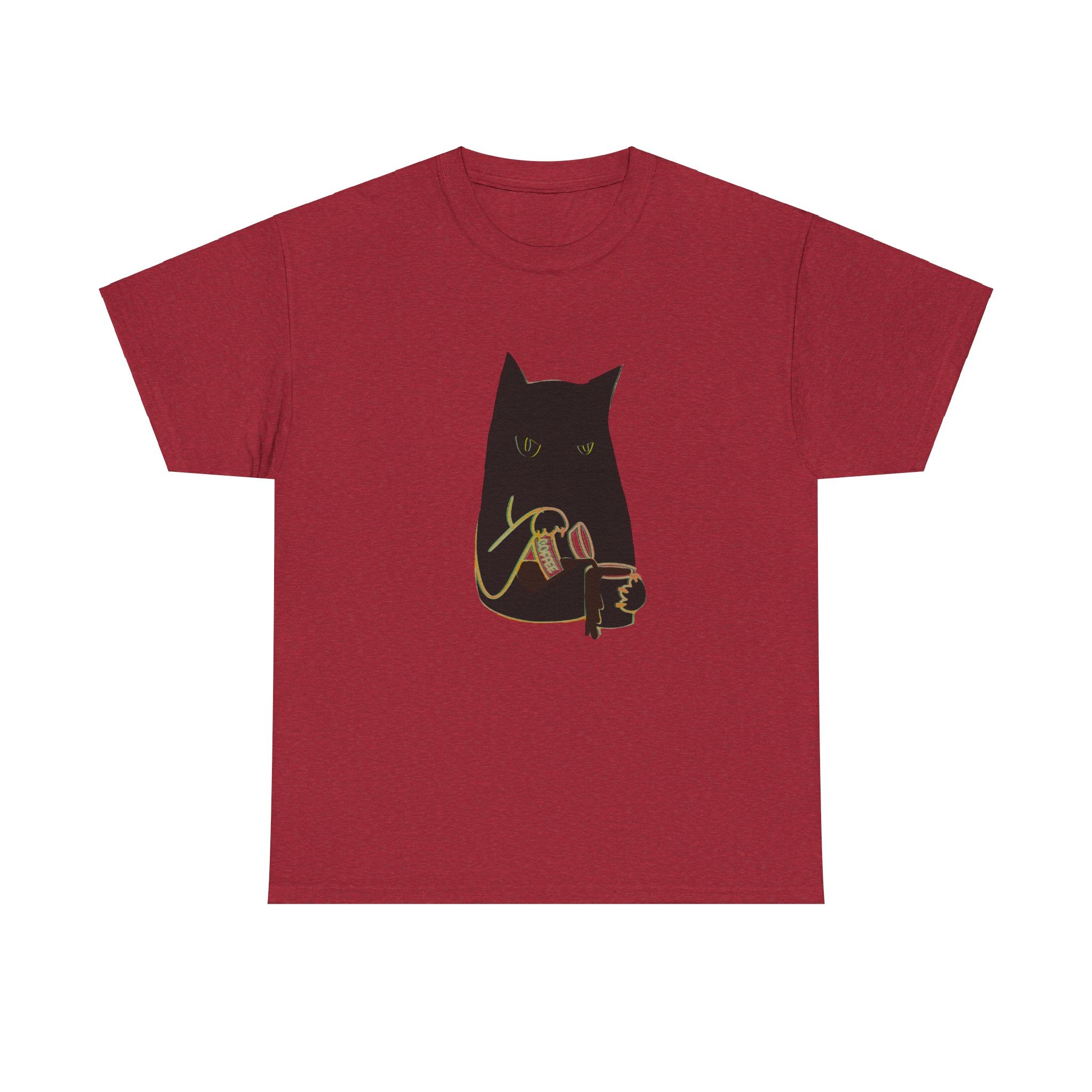 BLACK CAT BLACK COFFEE Unisex Heavy Cotton Tee