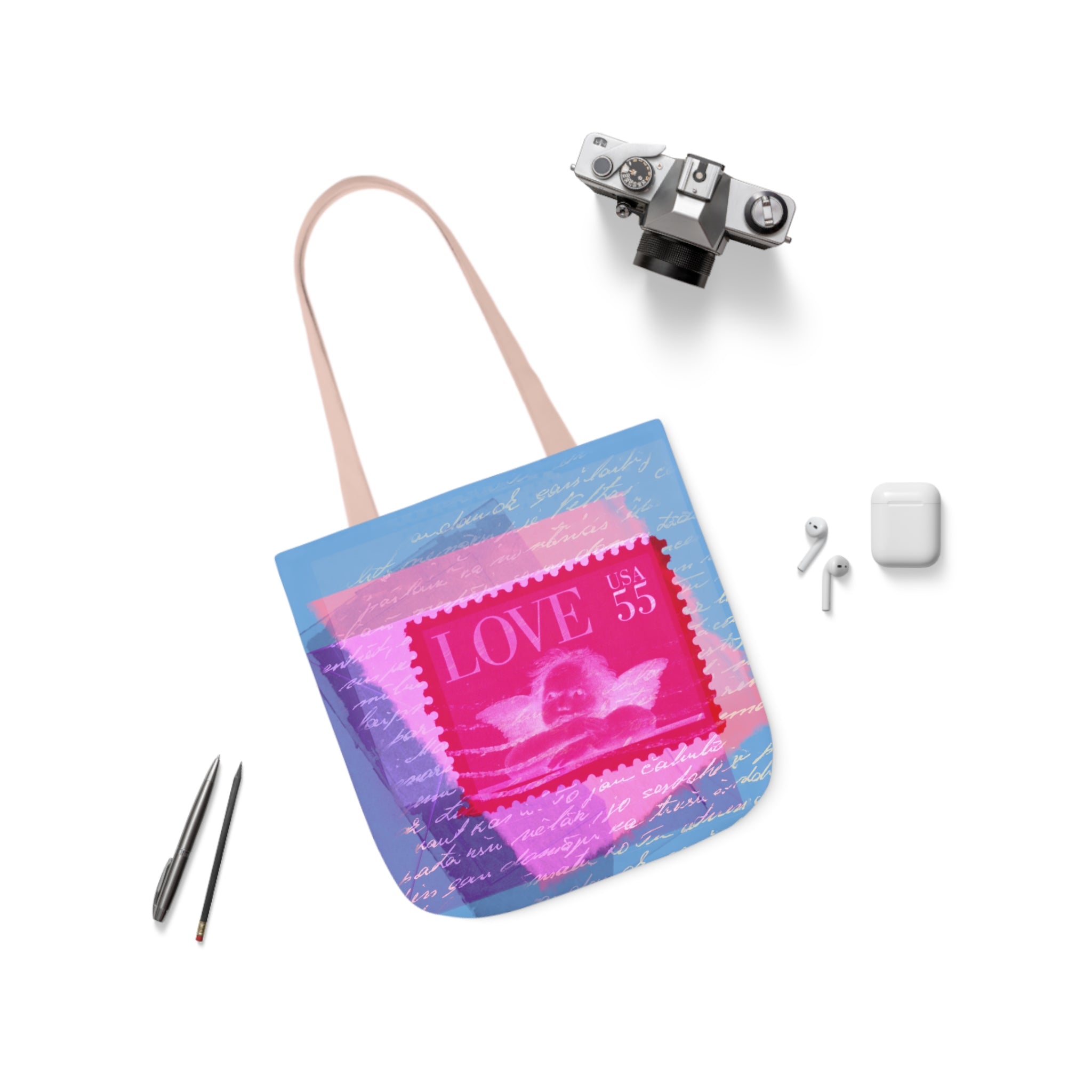 LOVE FOR SALE Canvas Tote Bag, 5-Color Straps
