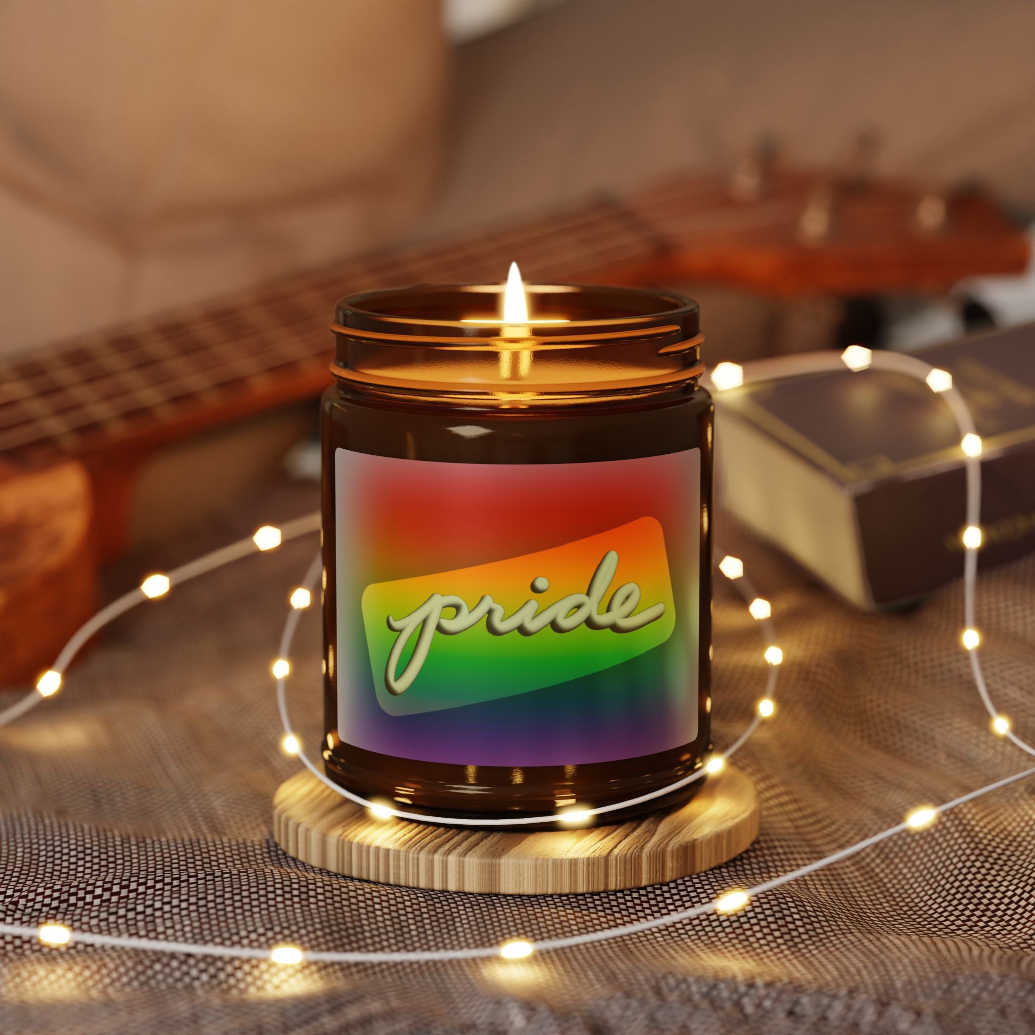 Rainbow Pride Scented Soy Candle | Eco-Friendly Amber Jar | Gift for LGBTQ+ Allies & Celebrations | Home Decor, Relaxation, Aromatherapy