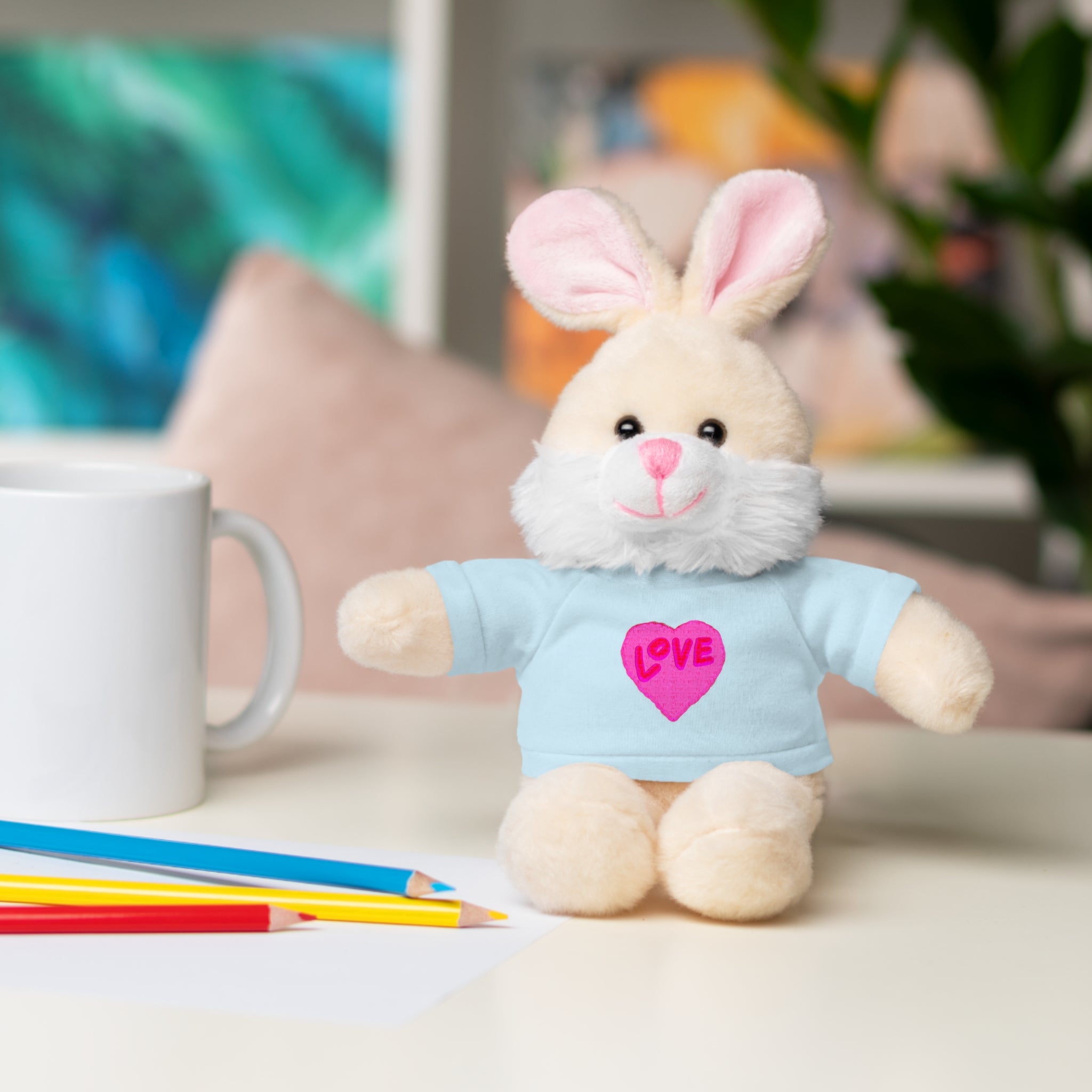 Love Bear Stuffed Animal in Custom Tee - Perfect Gift for Kids and Occasions