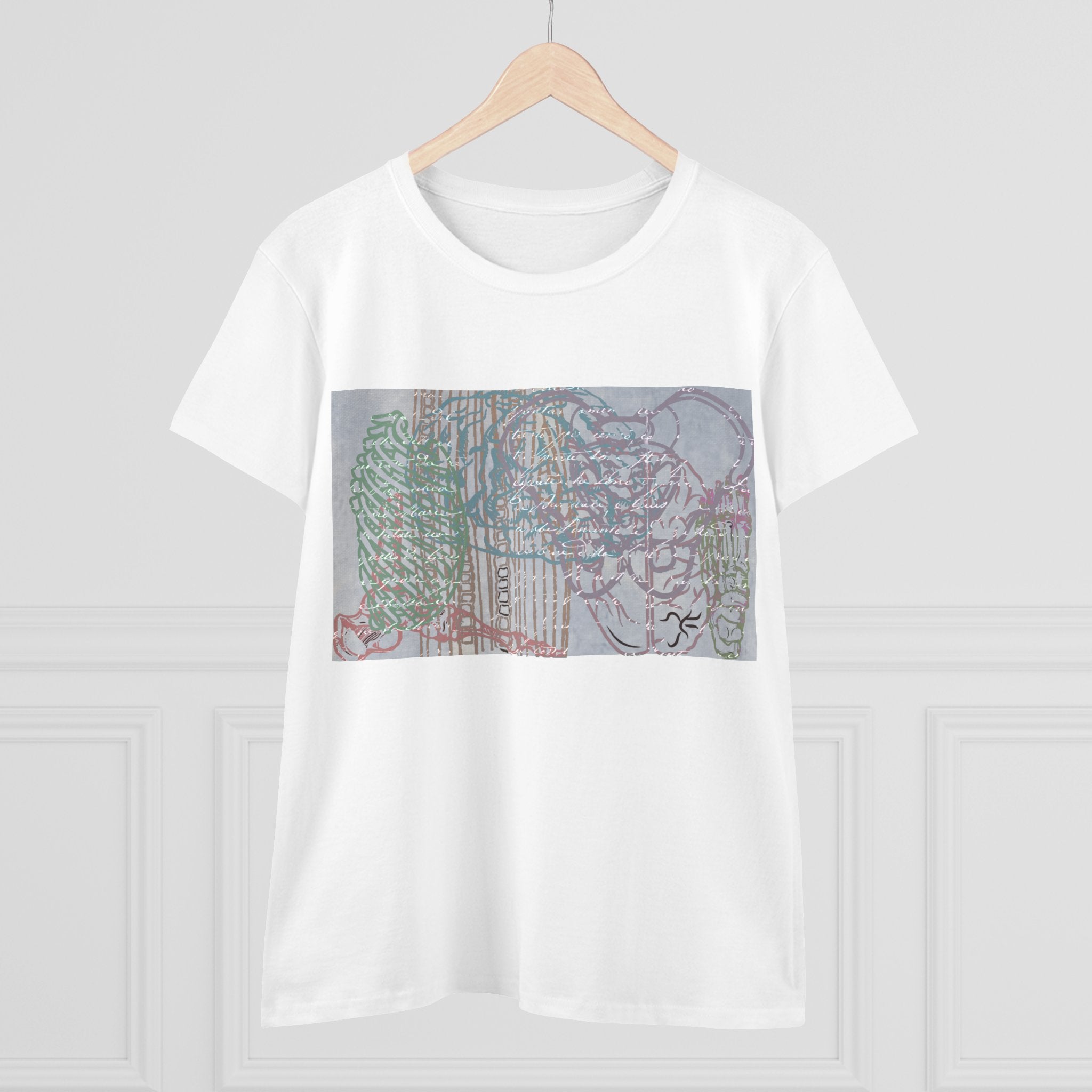 Artistic Women's Cotton Tee, Graphic T-Shirt, Casual Wear, Gift for Her, Summer Top, Unique Fashion, Everyday Wear