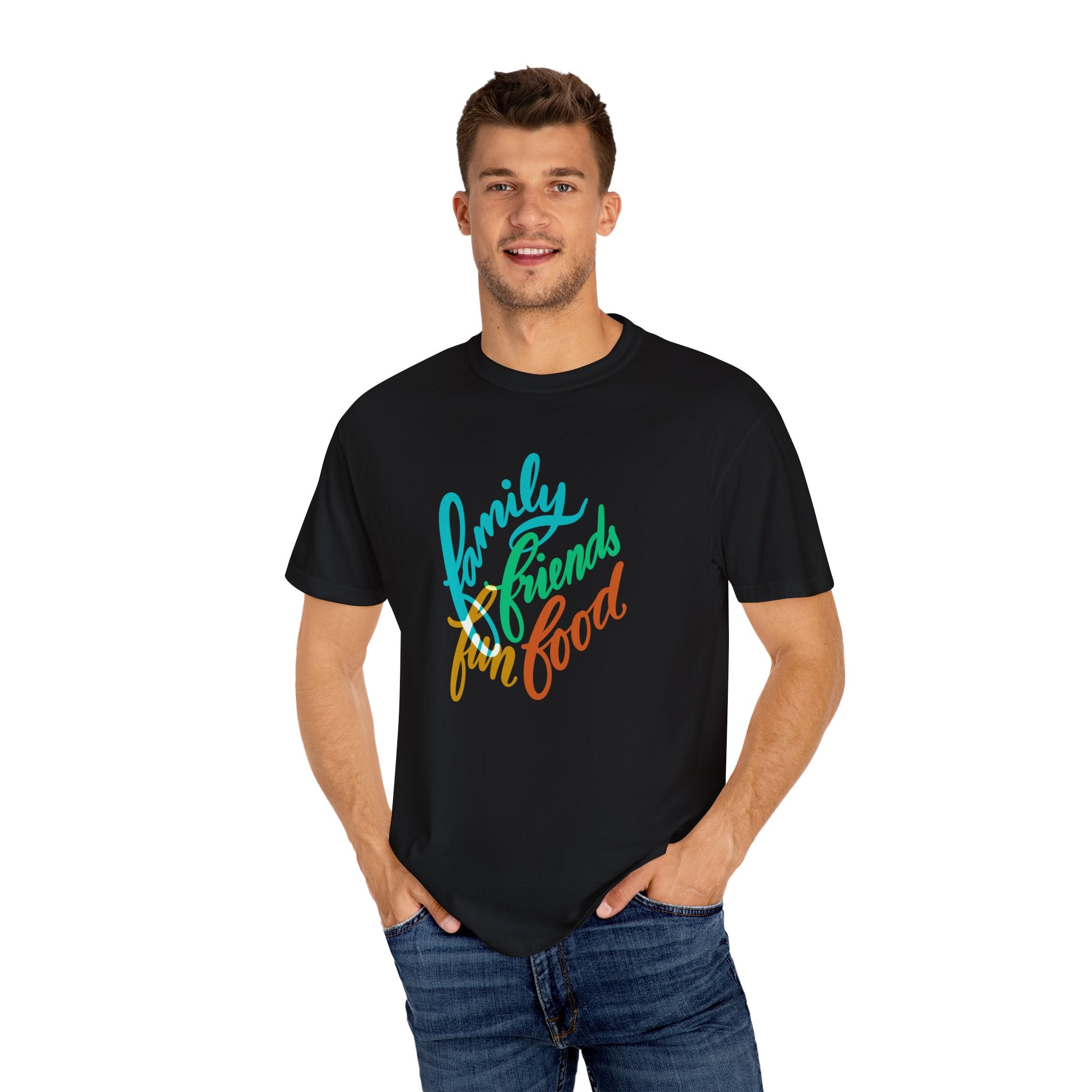 Garment-Dyed T-shirt Hand Lettered by Cecile - Celebrate Holidays with Loved Ones