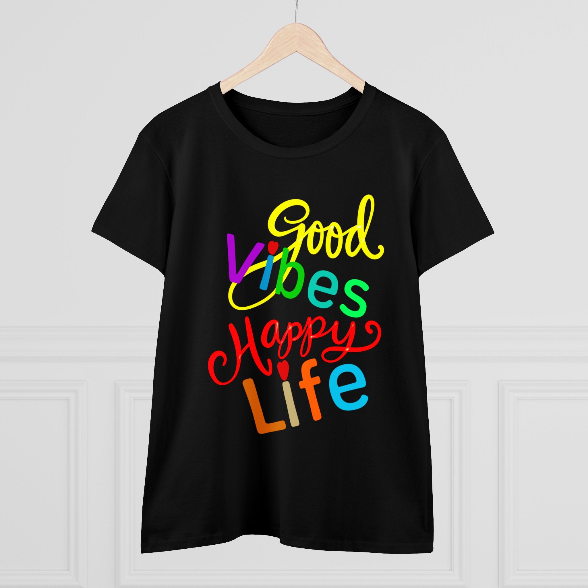 GOOD VIBES HAPPY LIFE Cotton Tee