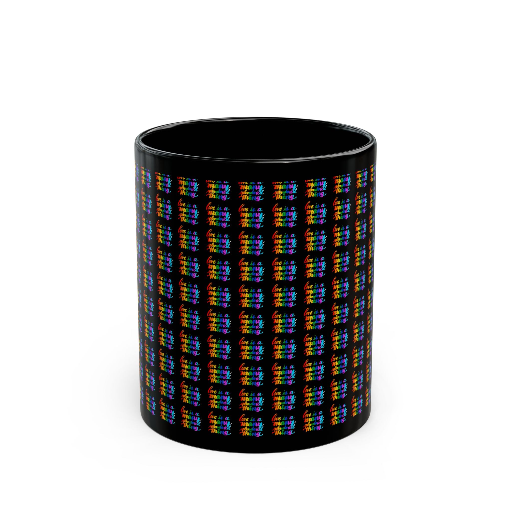 LOVE CALLIGRAPHY PATTERN Black Mug (11oz)