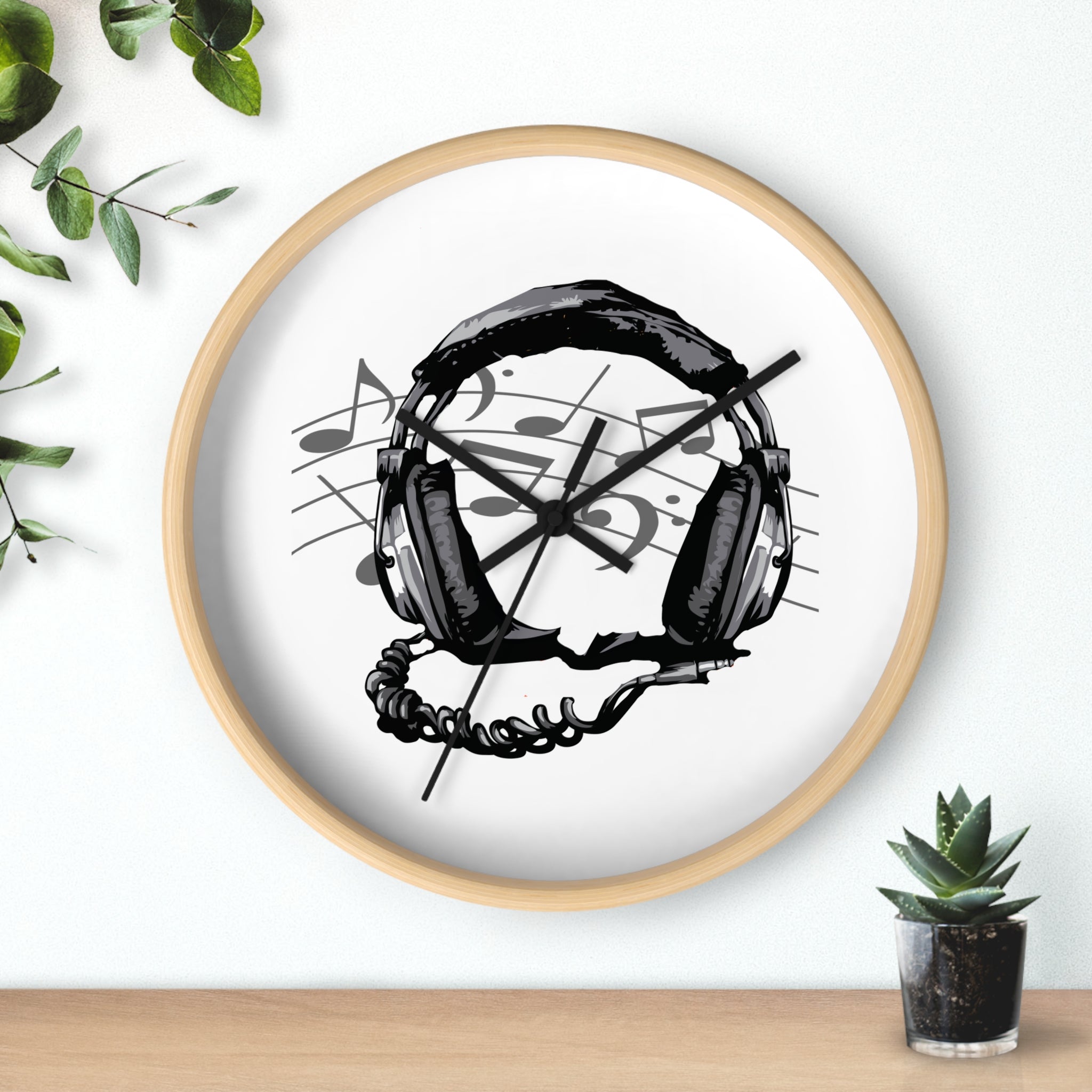 Music Lover's Wall Clock, Headphones Home Decor, Unique Gift for Musicians, Music Room Accessories, Stylish Timepiece