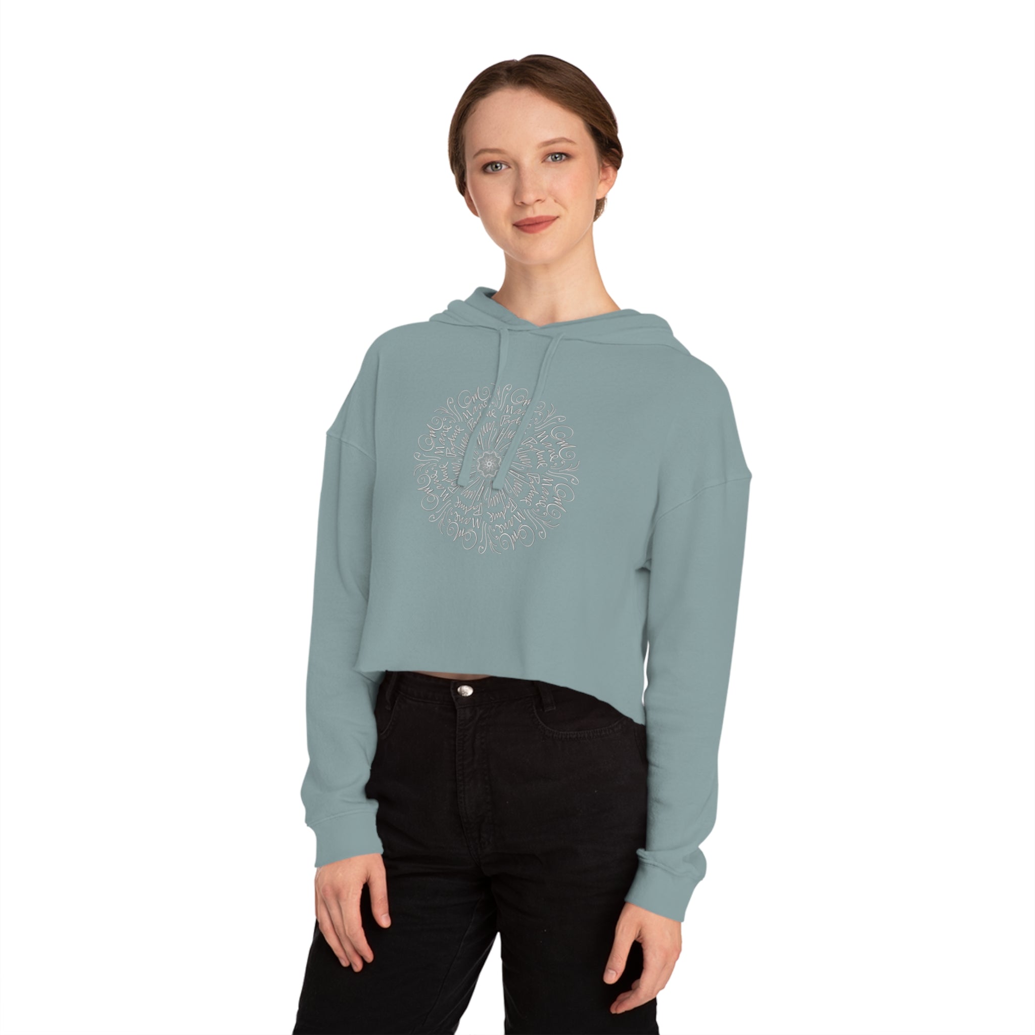 Women’s Cropped OM Mandala Hooded Sweatshirt - Cozy & Stylish Casual Wear
