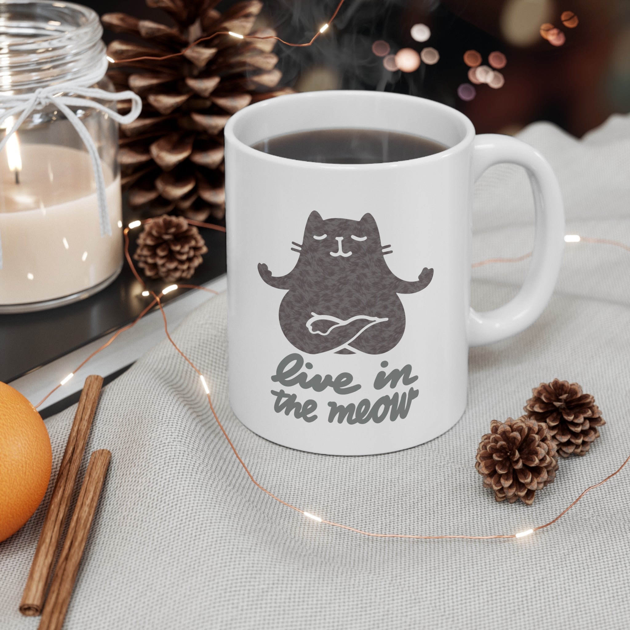 LIVE IN THE MEOW Ceramic Mug, (11oz)