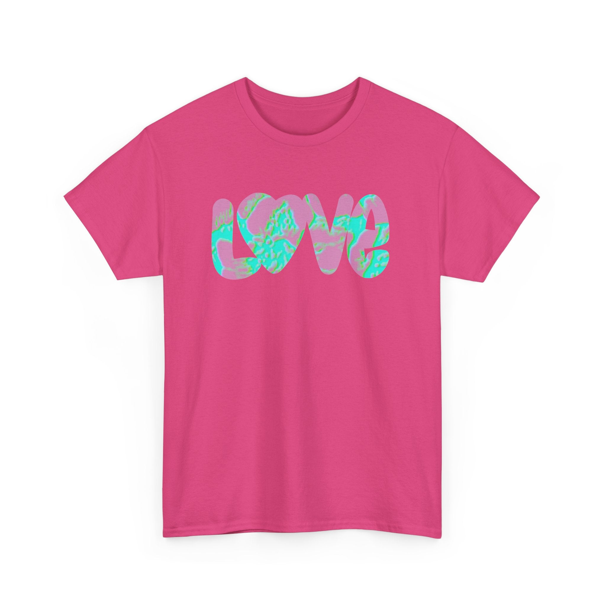Love Vibes Unisex Heavy Cotton Tee - Colorful Heart Design for Casual Comfort