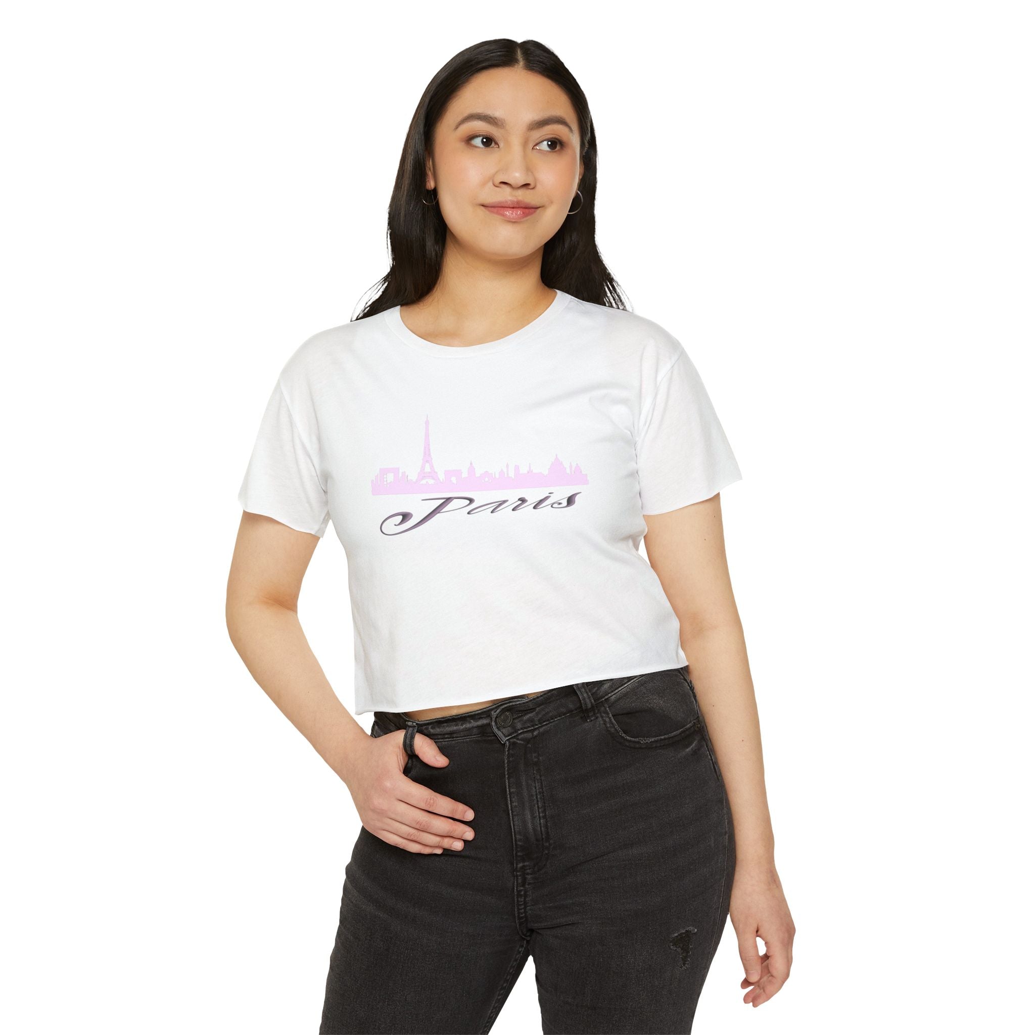 Women's Paris Vibe Festival Crop Top - Trendy Summer Style, Vacation Outfit, Concert Apparel, Gift for Her, Casual Chic T-Shirt