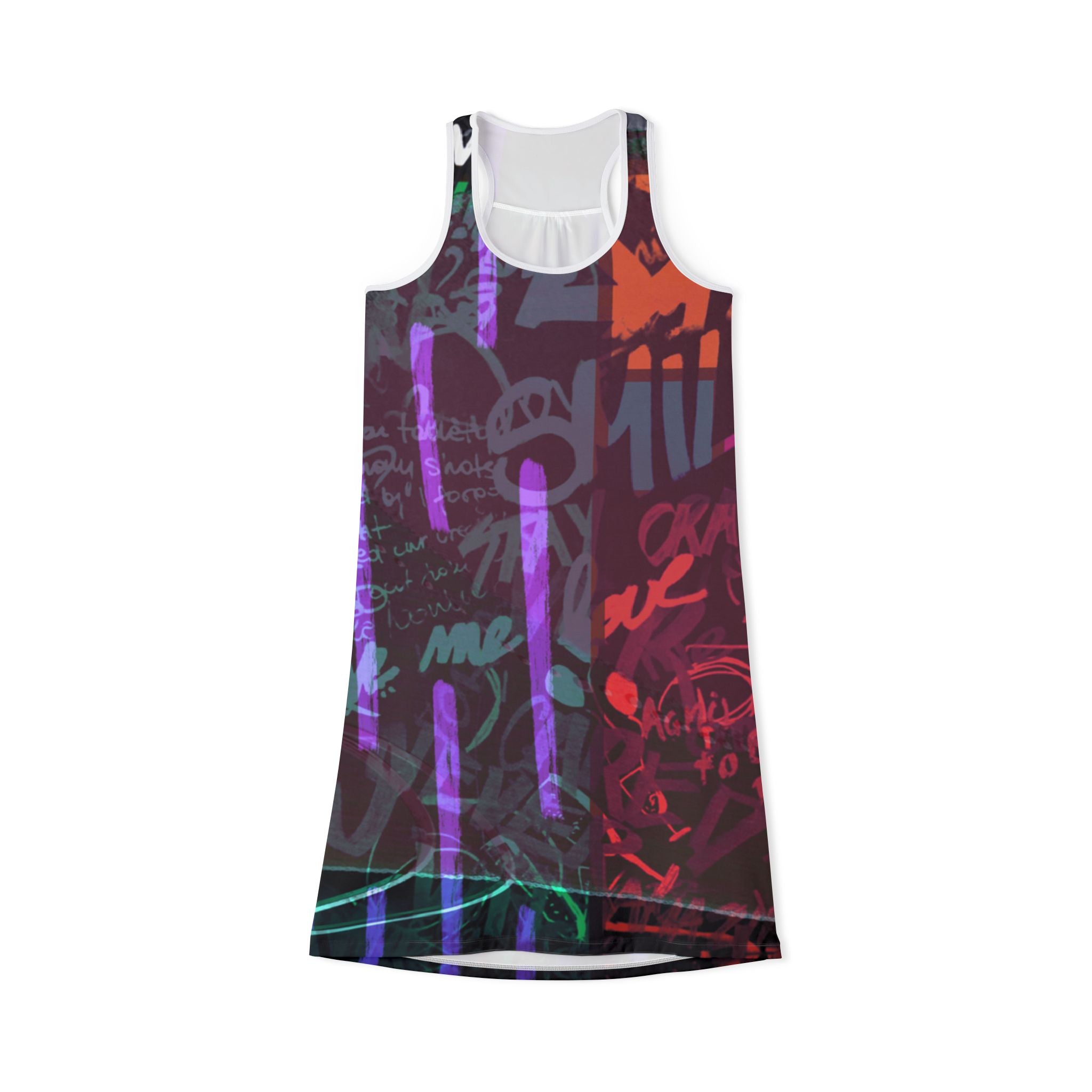Graffiti Vibe Women's Racerback Dress - Colorful Urban Style for Summer Outings