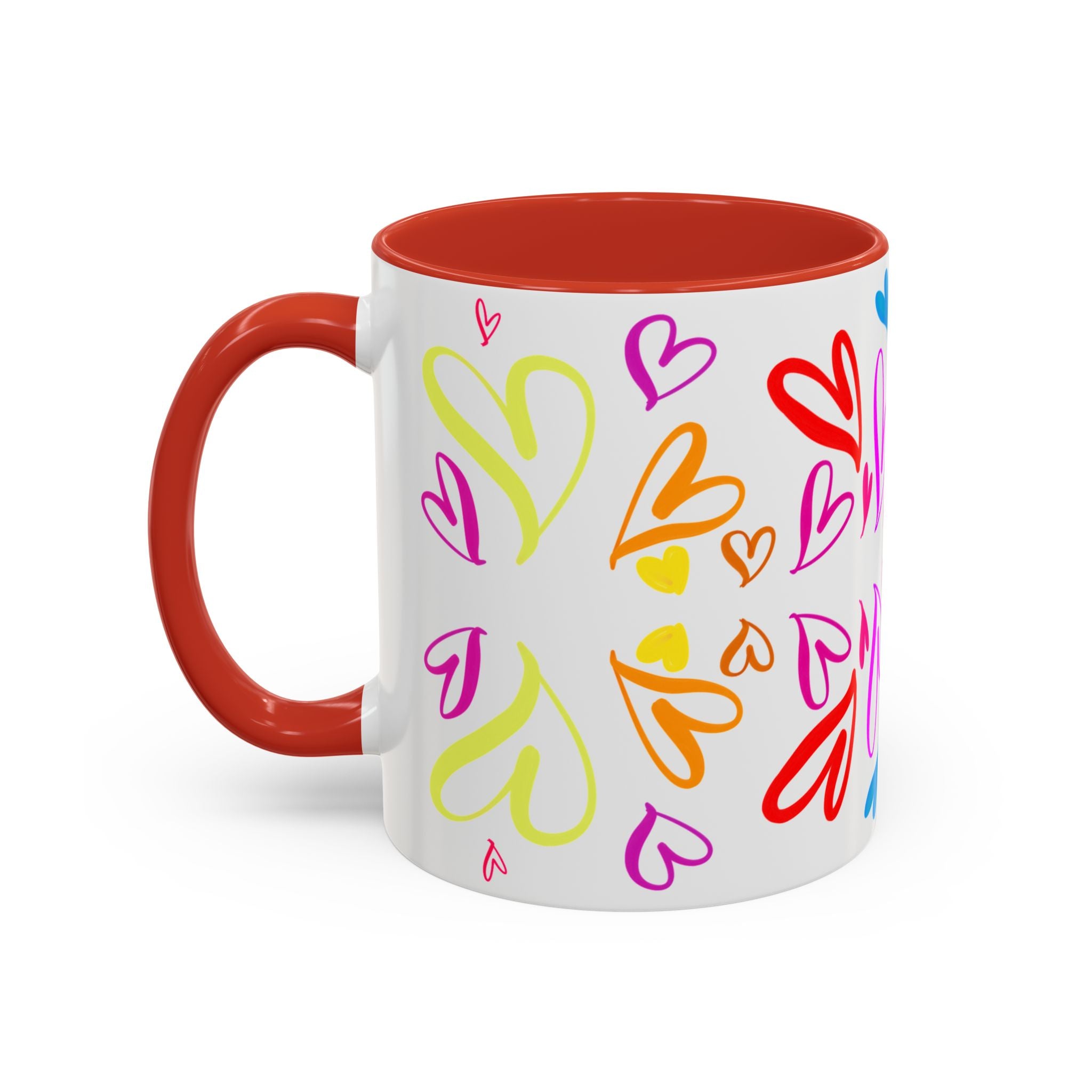 Colorful Heart Accent Coffee Mug | Perfect Gift for Valentine’s Day, Birthdays, Love Notes, and Cozy Mornings