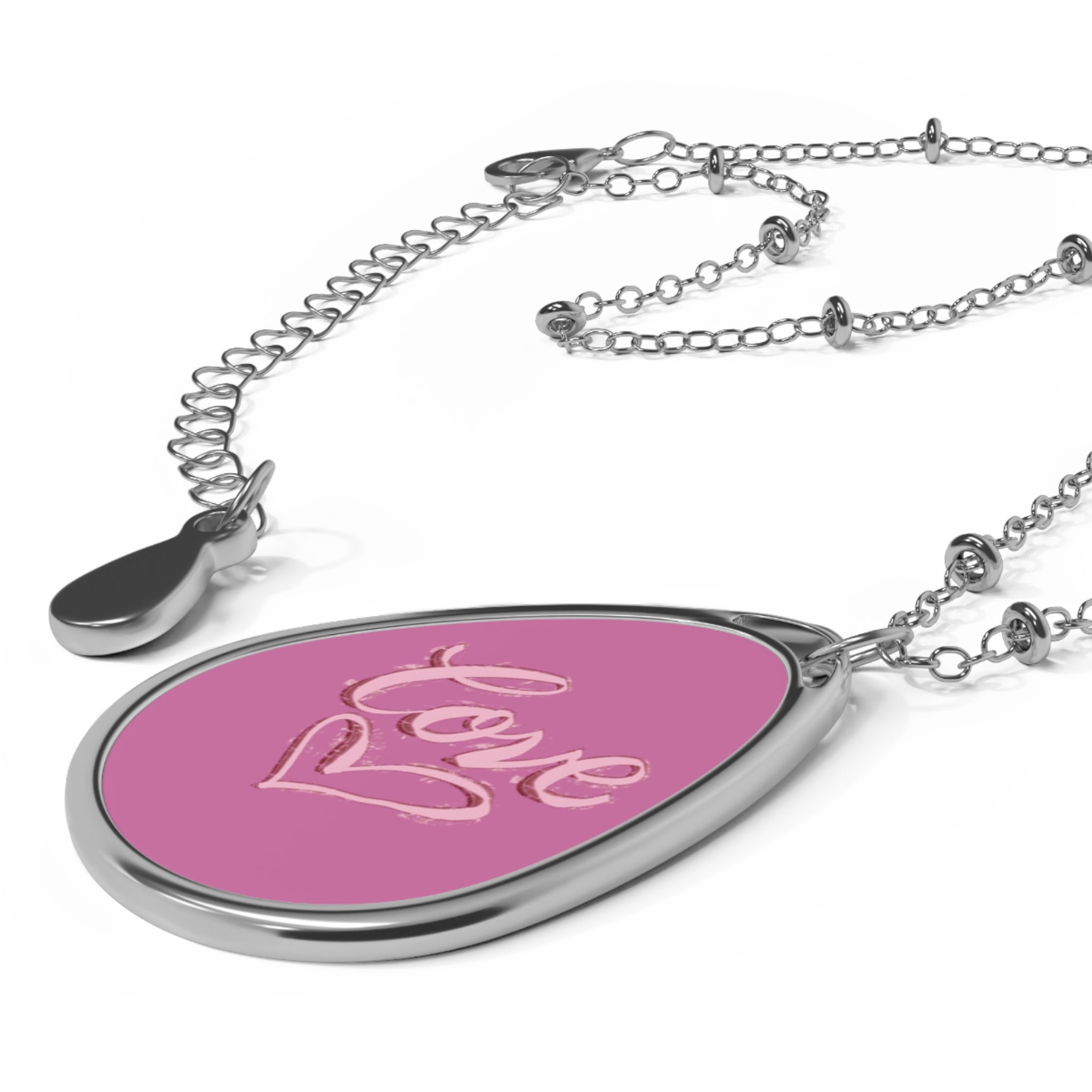 Personalized Oval Necklace with Love Design - Elegant Heart Pendant for Women