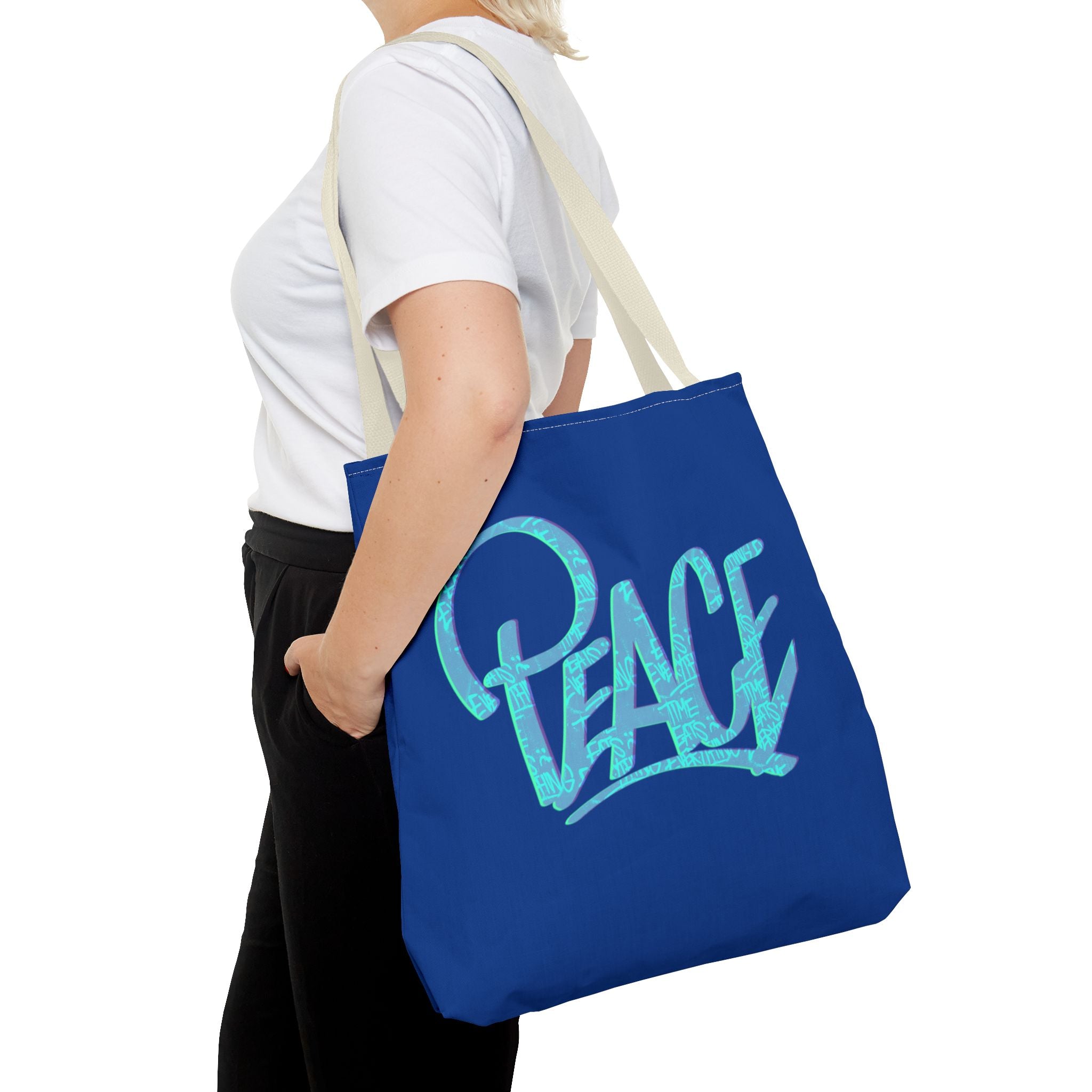 Peace Tote Bag - Stylish Blue Carry-All for Eco-Friendly Living