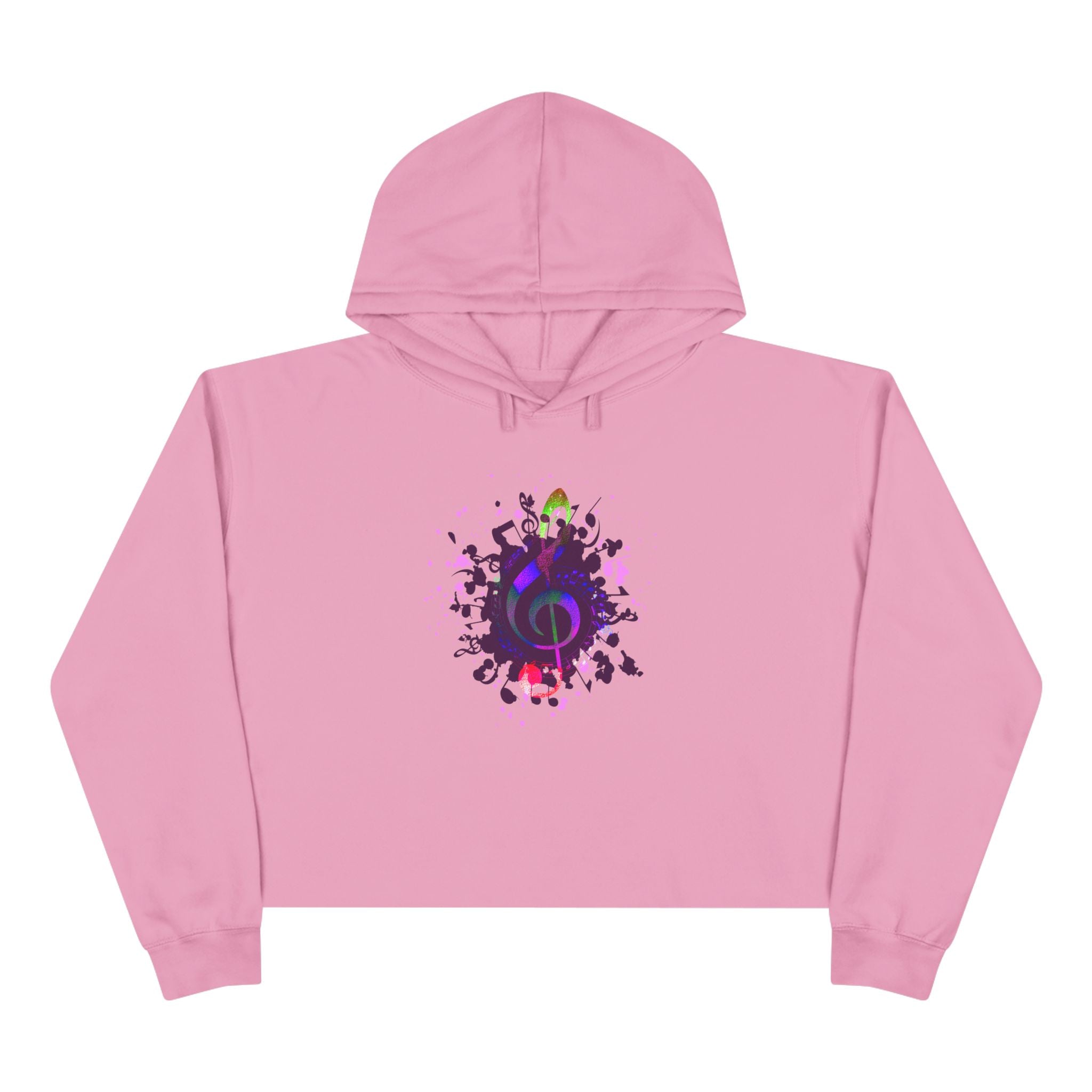 Musical Vibes Crop Hoodie - Colorful Treble Clef Design