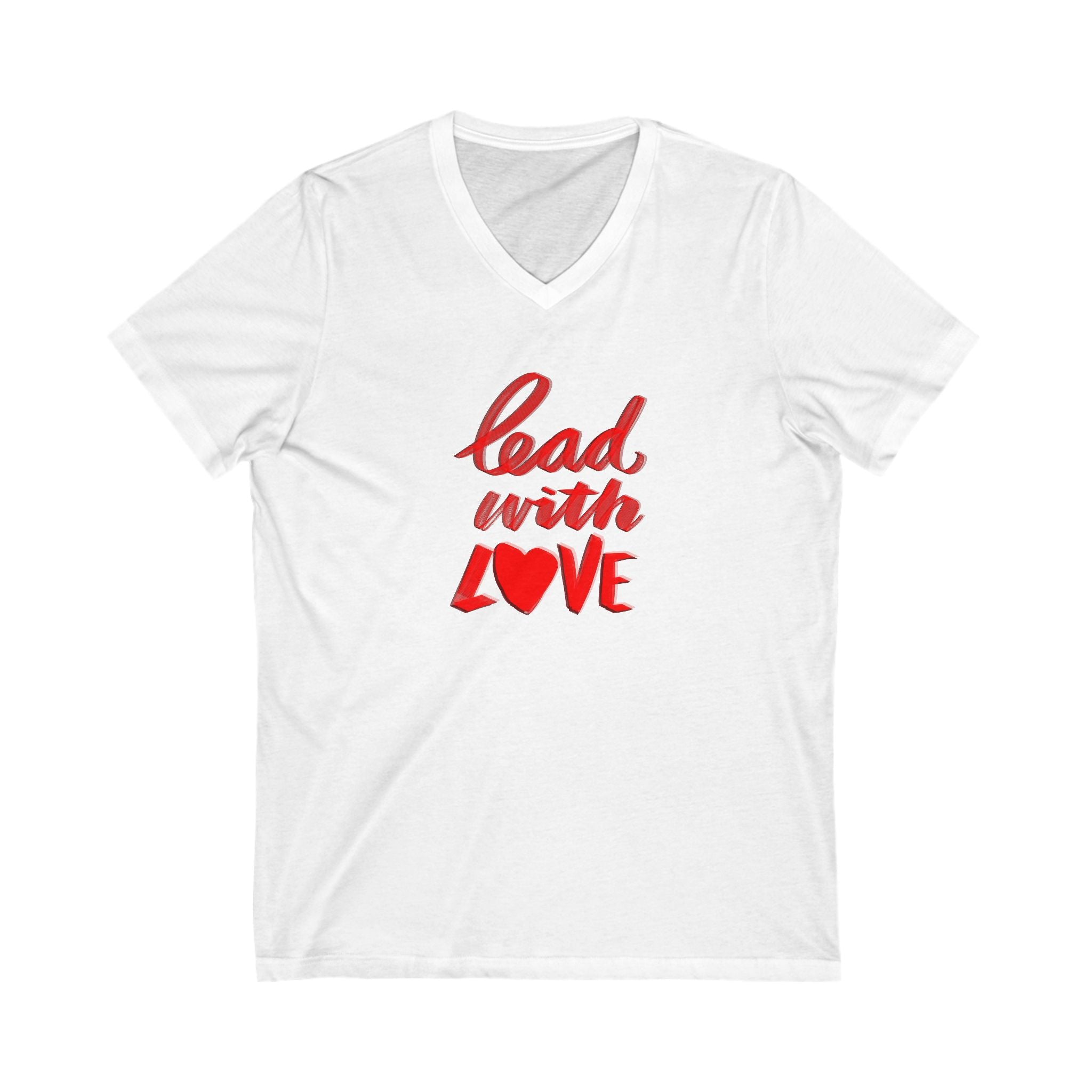 Lead with Love V-Neck Tee - Inspirational Short Sleeve Shirt