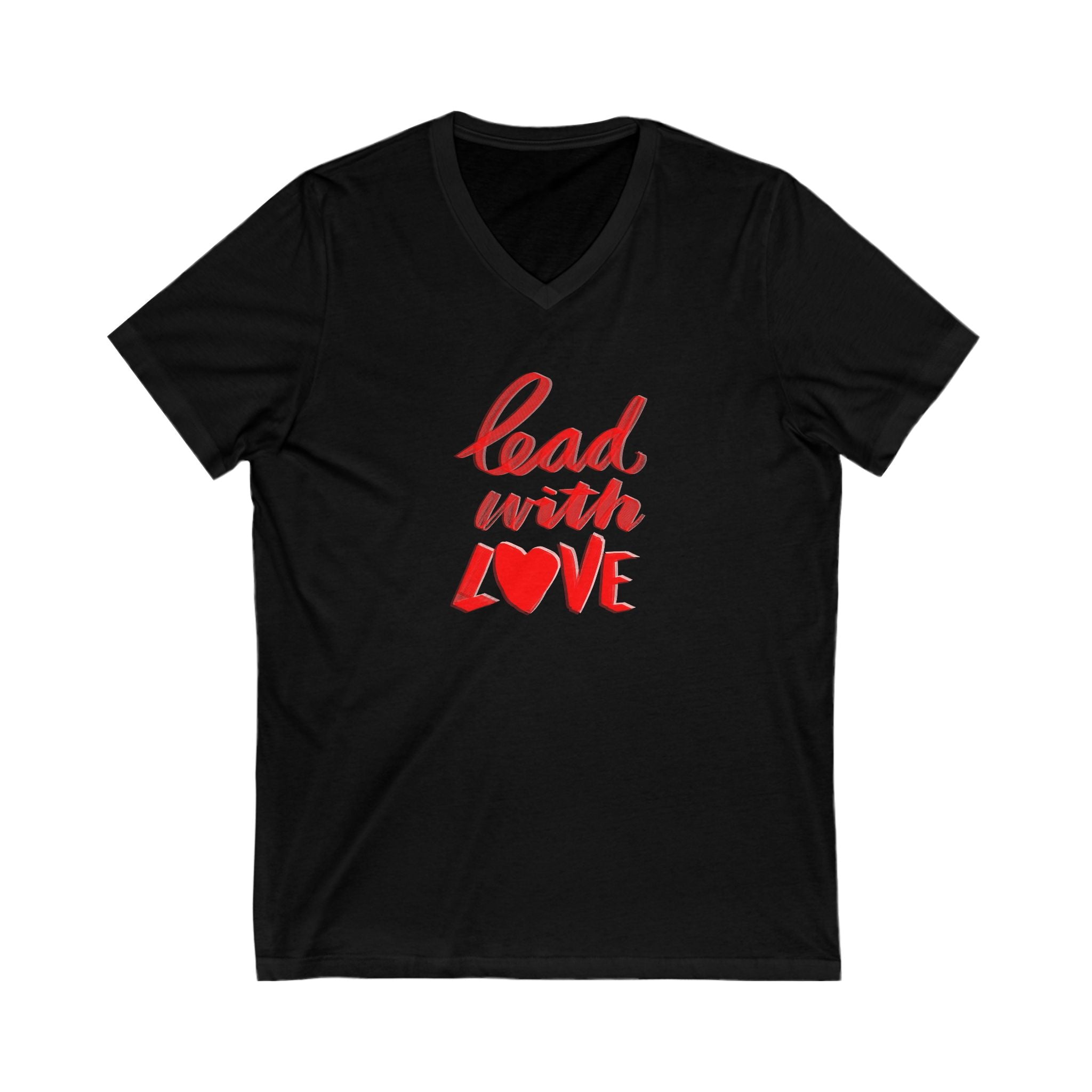 Lead with Love V-Neck Tee - Inspirational Short Sleeve Shirt