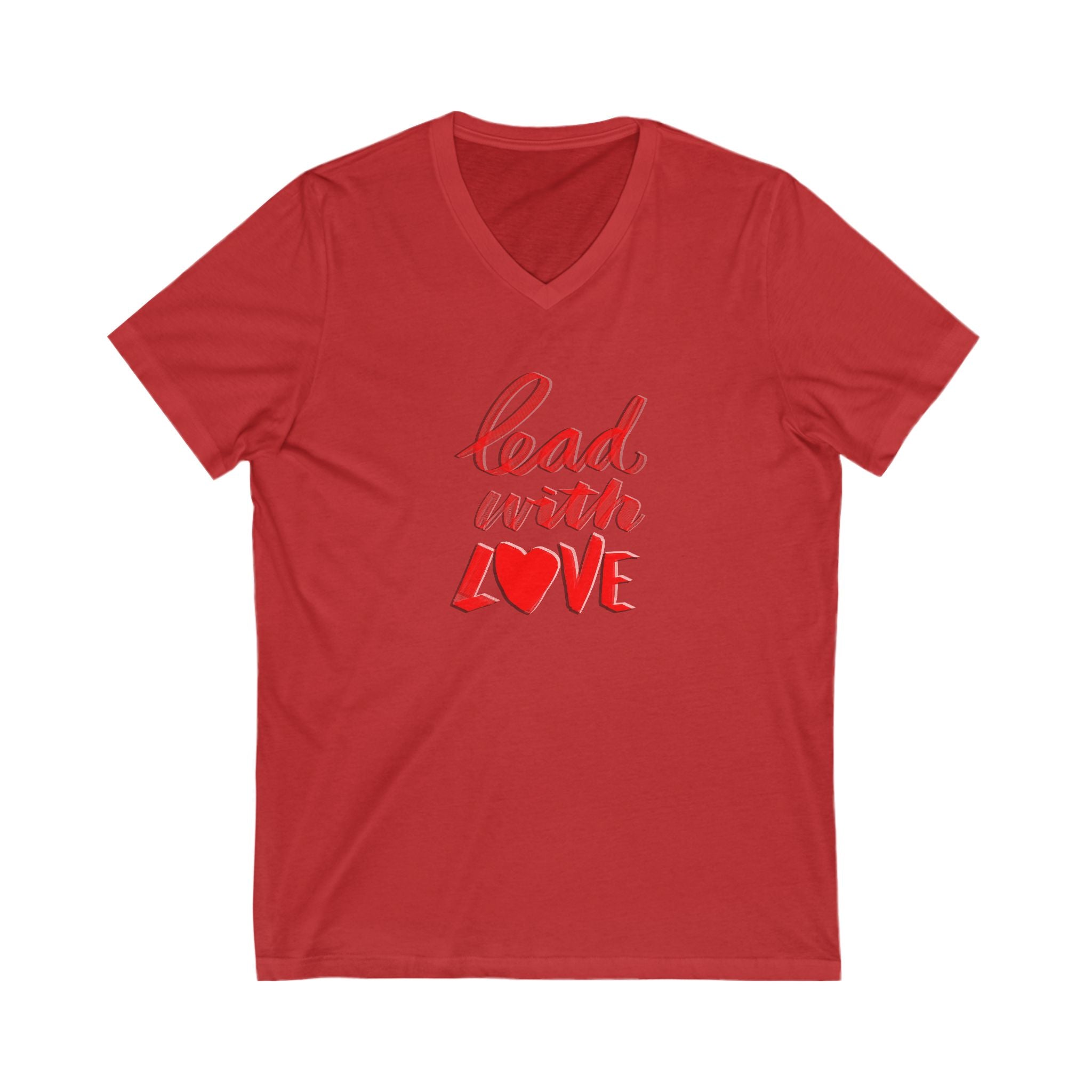 Lead with Love V-Neck Tee - Inspirational Short Sleeve Shirt