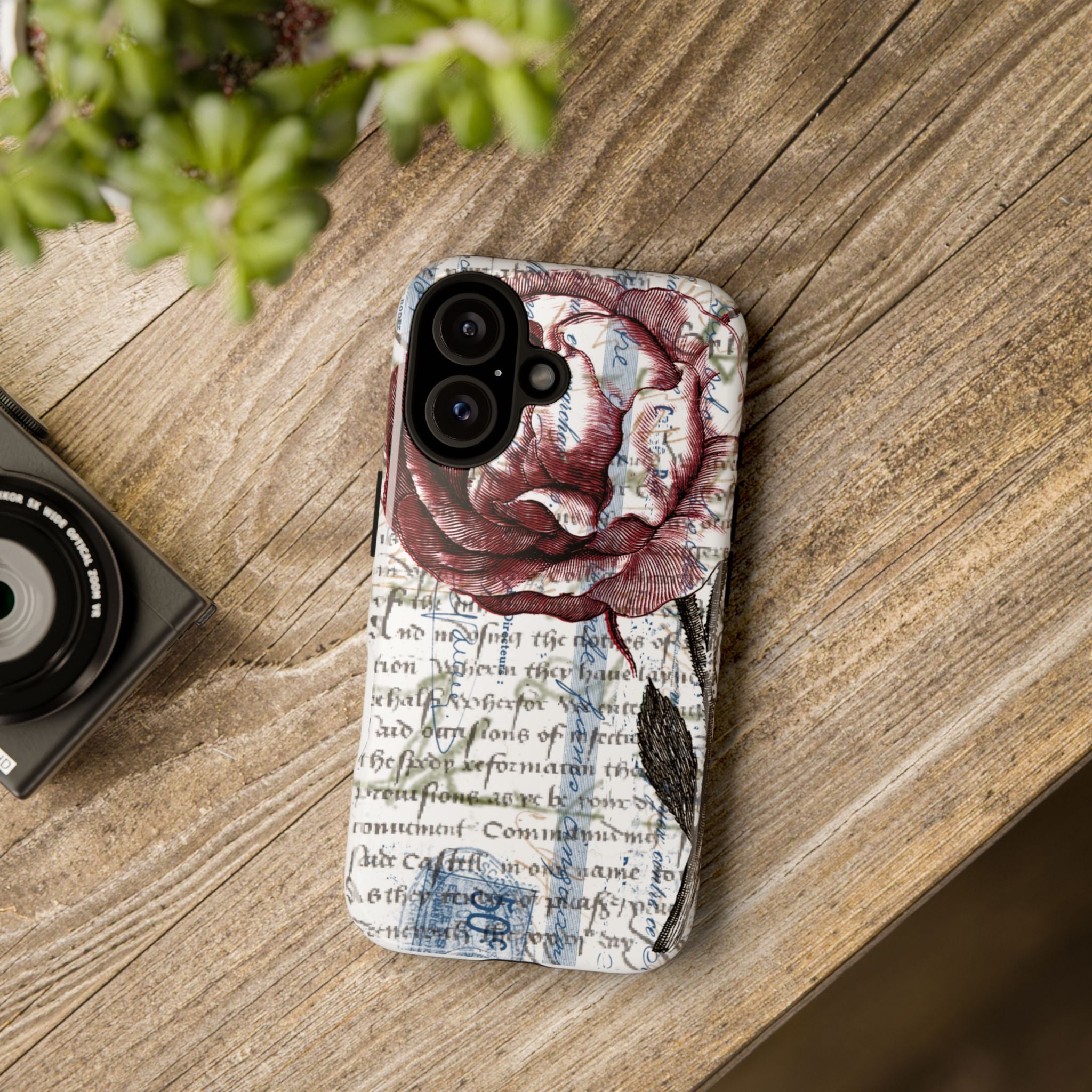 Artistic Floral Phone Case - Tough Cases with Vintage Rose Design