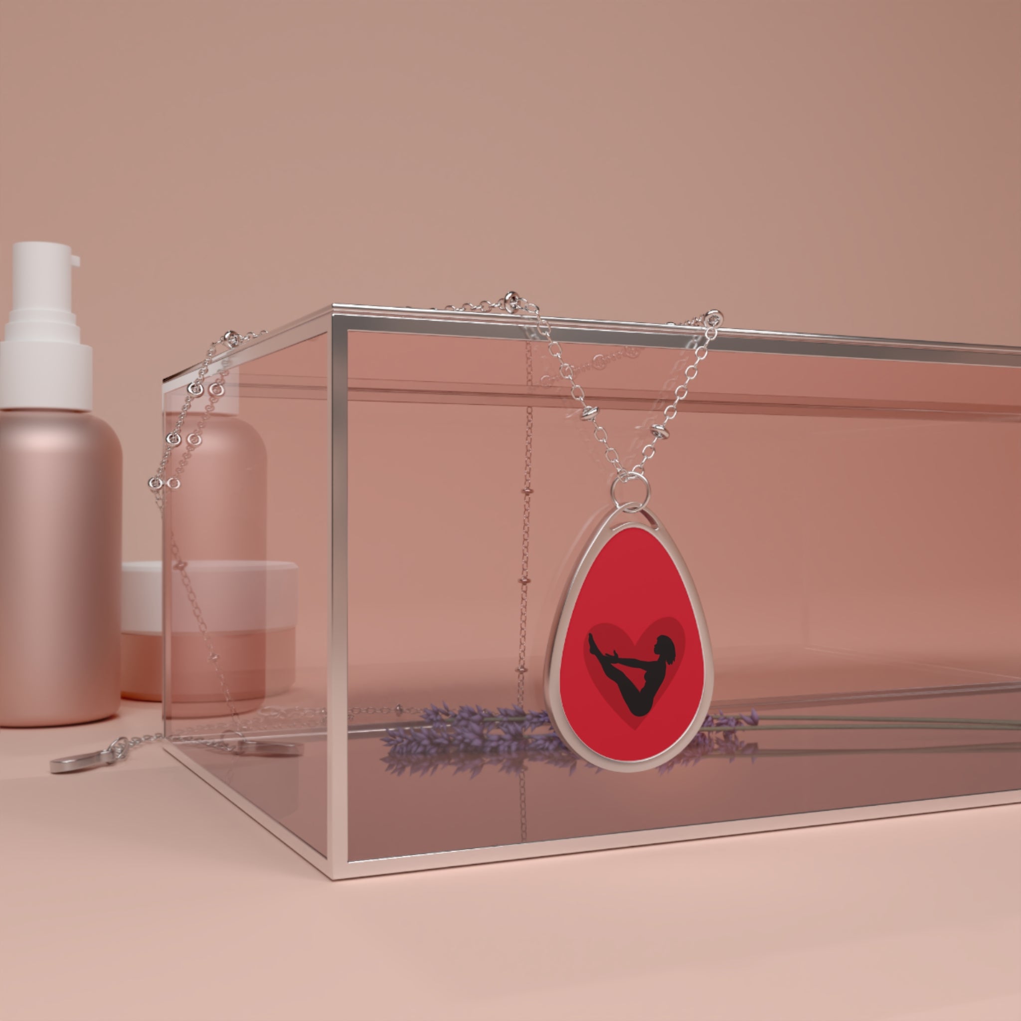 I HEART YOGA Oval Necklace - Teardrop Pendant for Mindfulness and Style