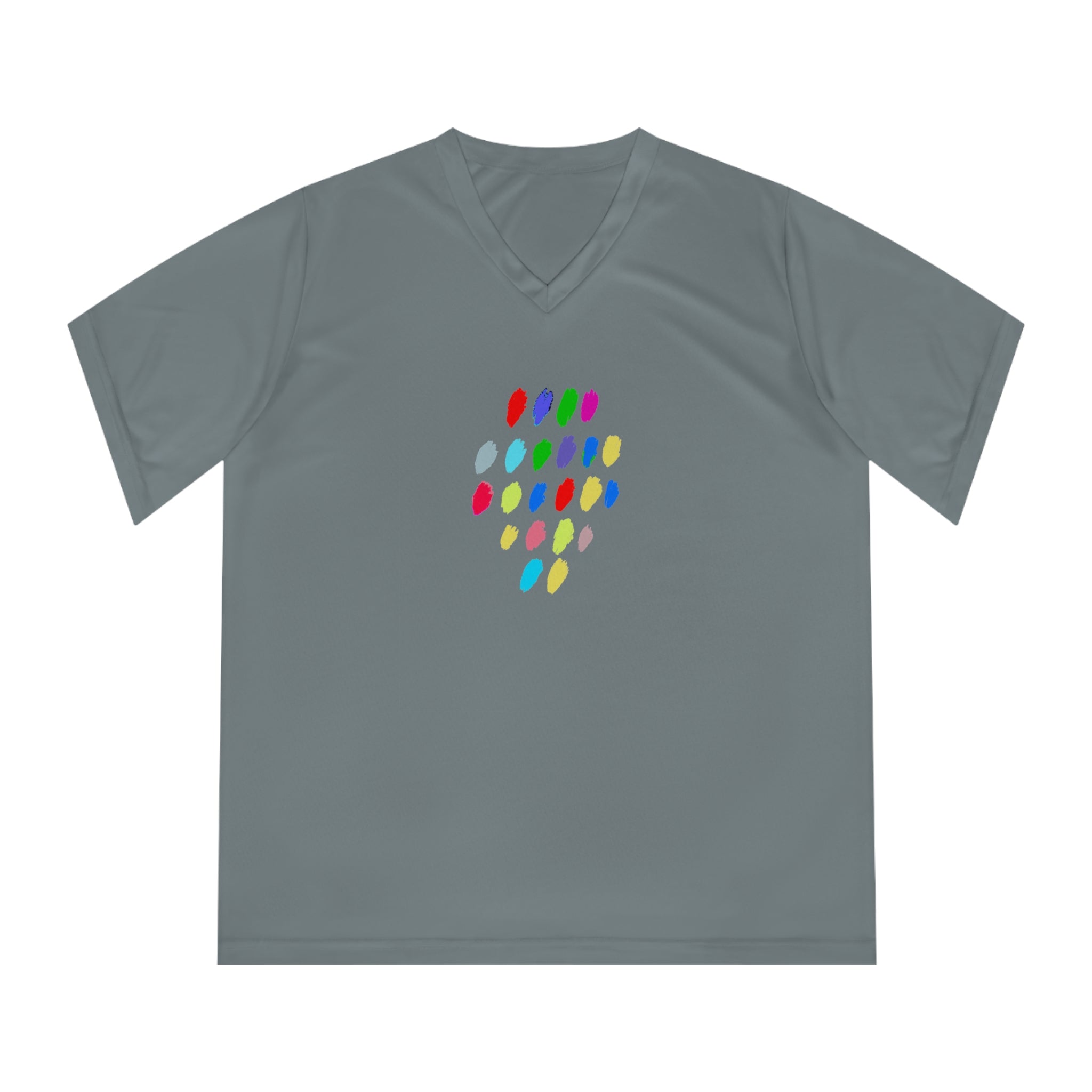 Colorful Dot Women's Performance V-Neck T-Shirt – Activewear for Fitness Enthusiasts