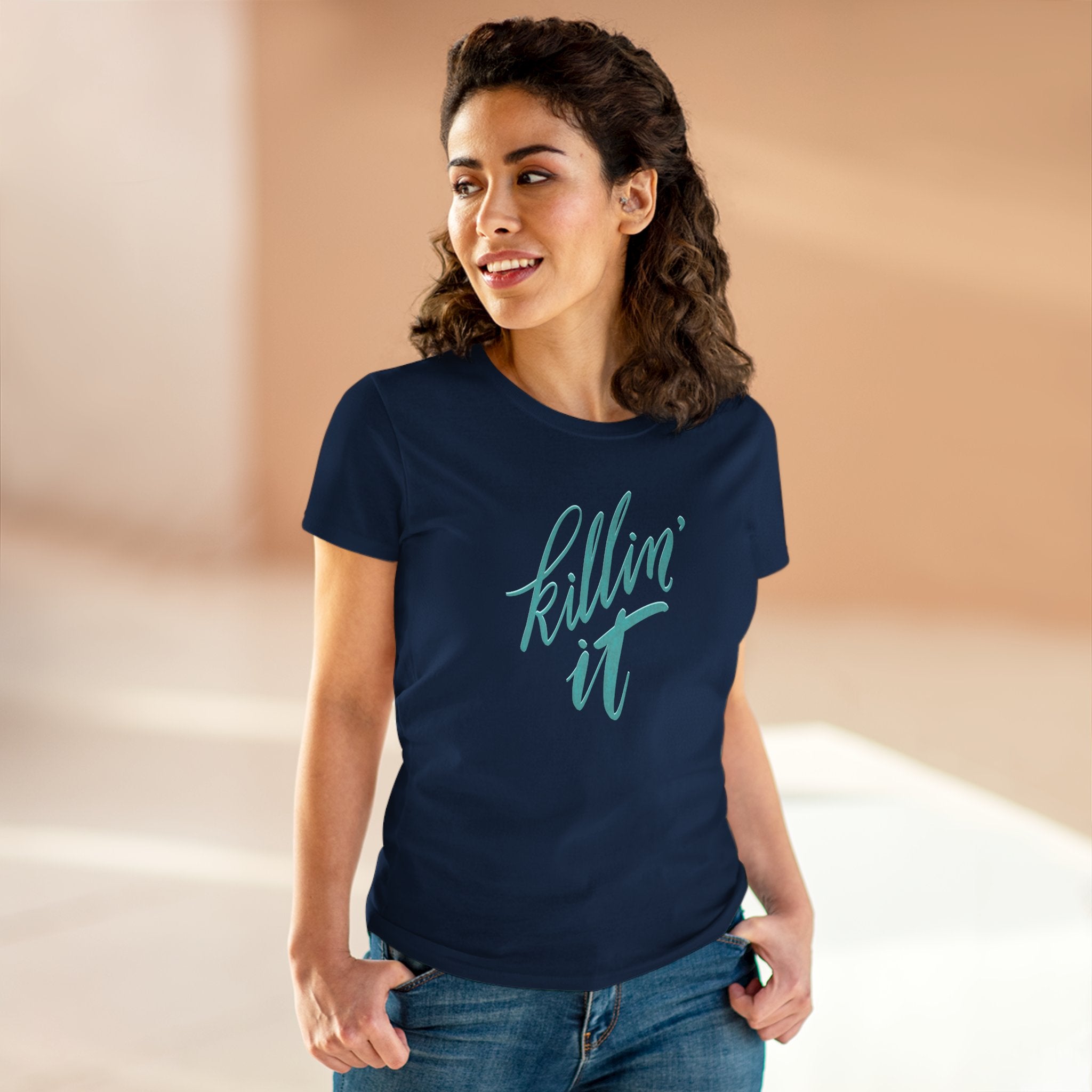 Motivational Women's Cotton Tee - "Killin' It" - Perfect for Casual Outings and Celebrations