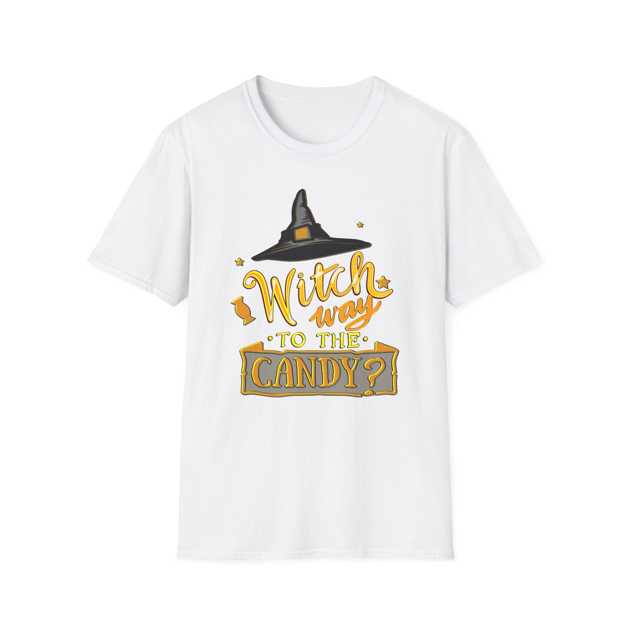 WITCH WAY TO THE CANDY? HALLOWEEN Softstyle T-Shirt