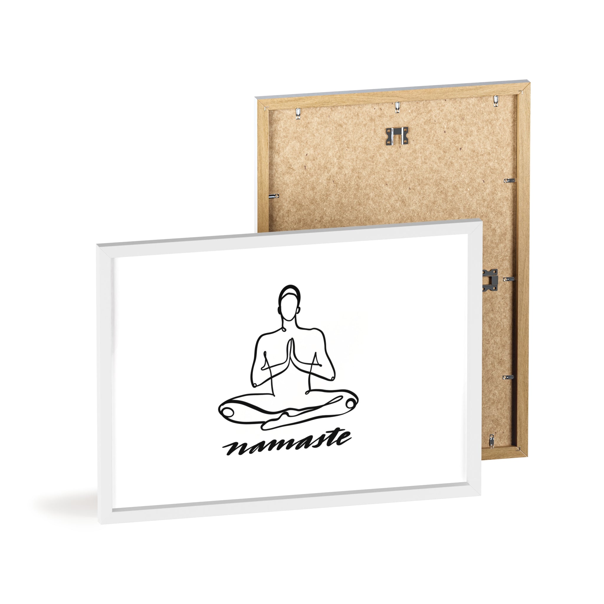 Meditation Art Poster with Wooden Frame - Namaste Decor for Mindfulness and Wellness