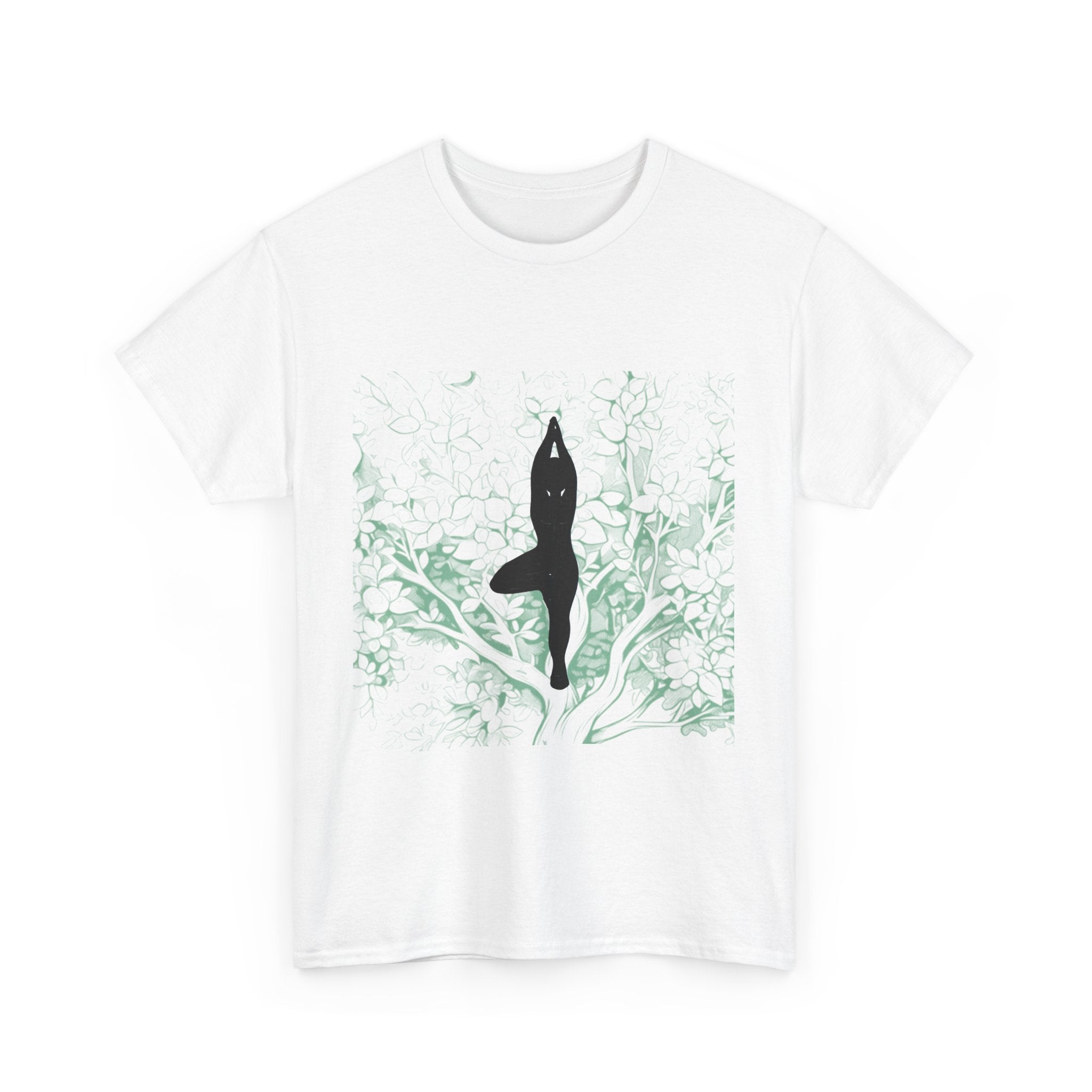 Tree Pose Heavy Cotton Tee - Serene Nature Vibes