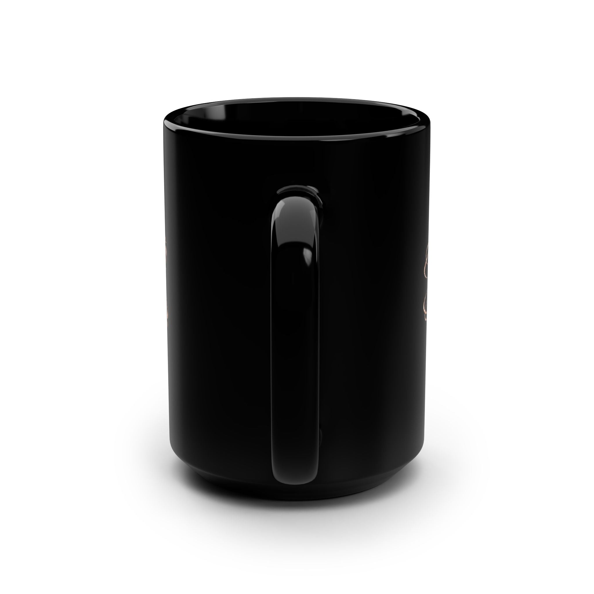 15oz Black Mug —Namaste Yoga-Inspired Ceramic Coffee Mug
