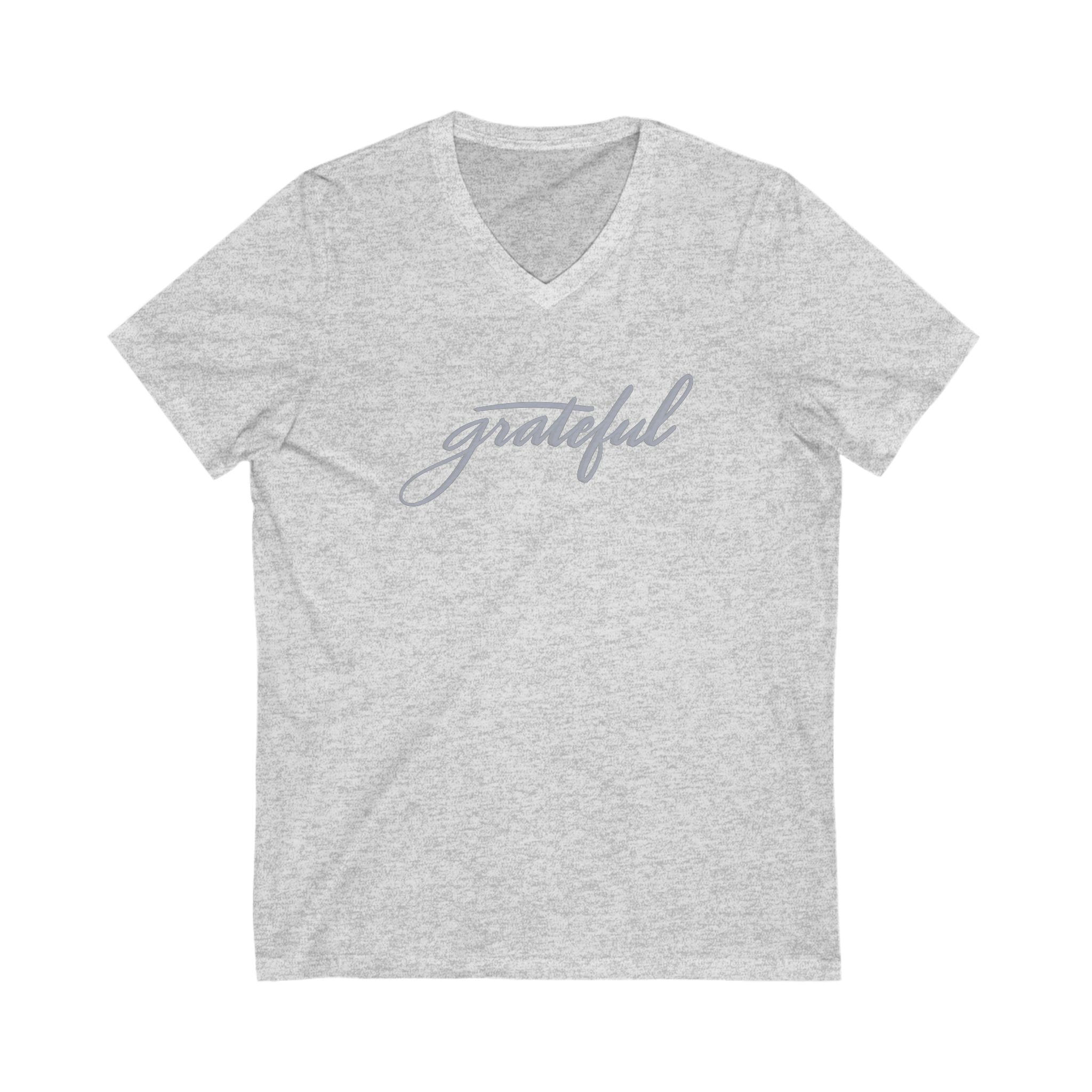 Grateful V-Neck Tee - Unisex Short Sleeve T-Shirt for Everyday Comfort