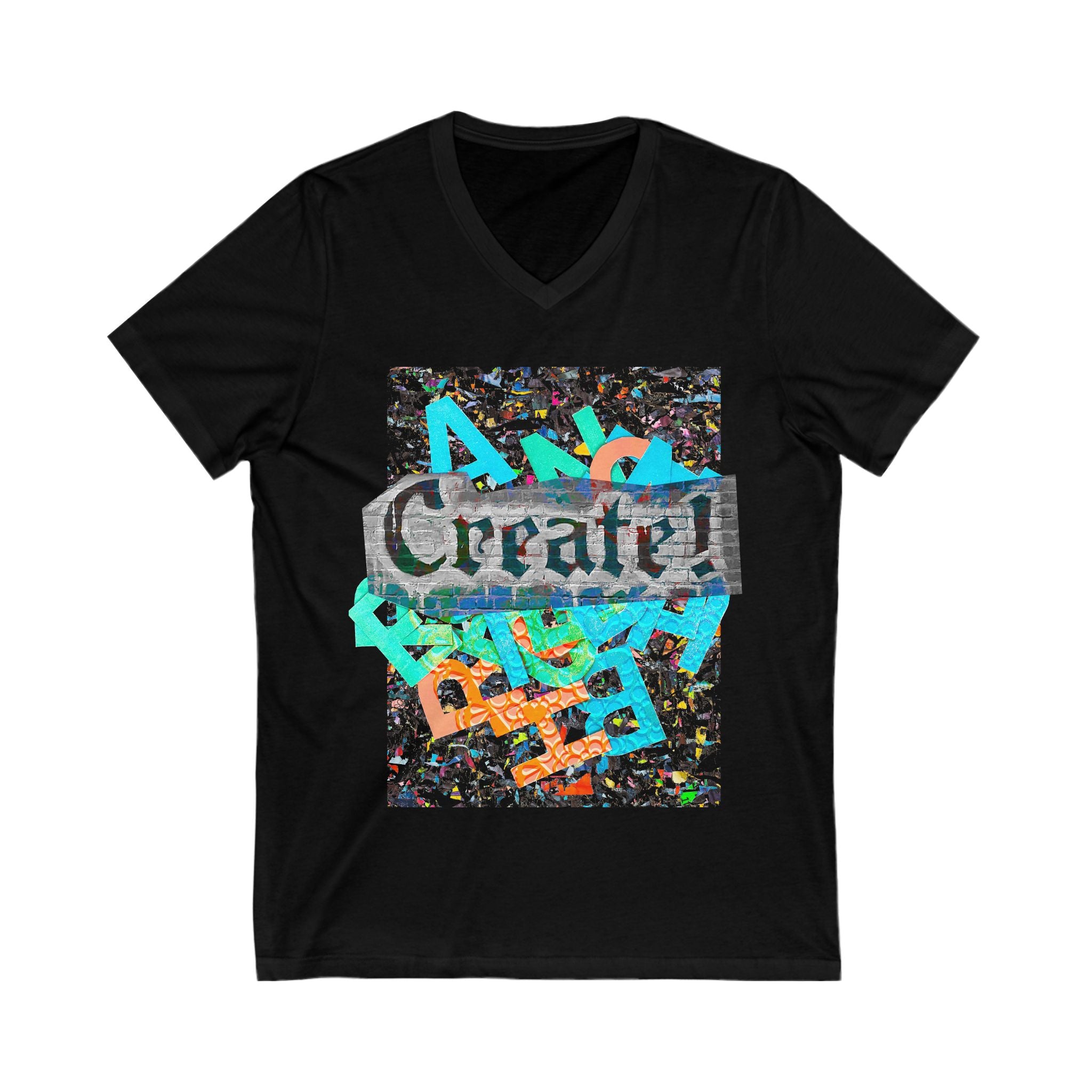 Creative V-Neck Tee for Art Lovers - Bright Abstract Design