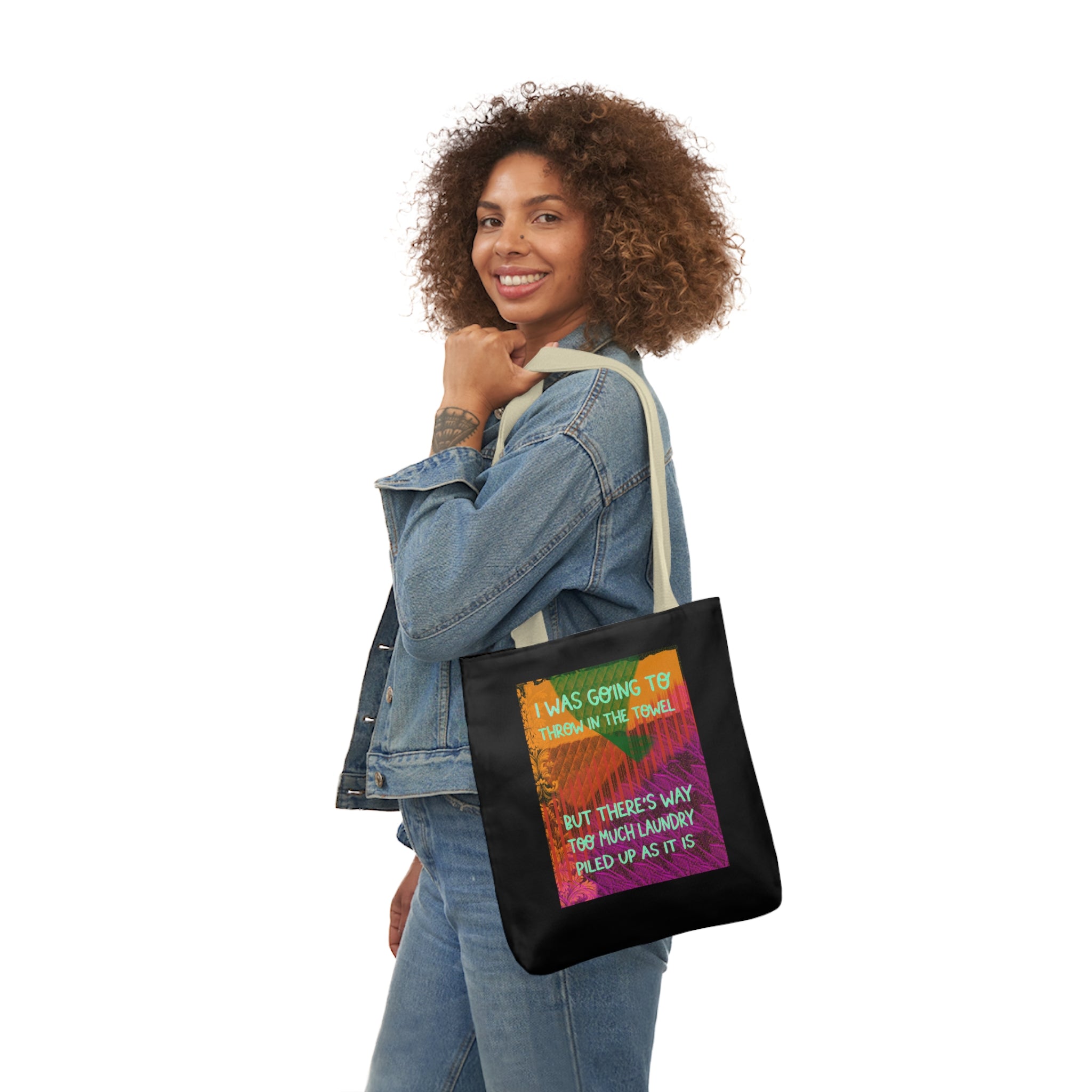 THROW IN THE TOWEL Canvas Tote Bag, 5-Color Straps